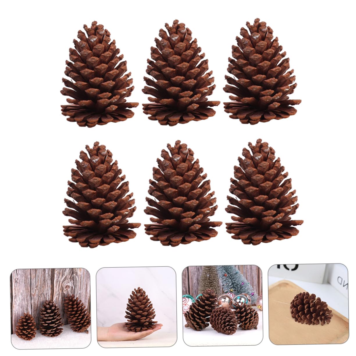 Cabilock 2 Sätze Getrocknete Tannenzapfen Würfelunterlage LEDs Leuchtmittel Weihnachtsbaum Dekoration Dekoringe Echter Tannenzapfen Natürliche Kiefernkugeln Kiefernzapfen 6 Stück * 2