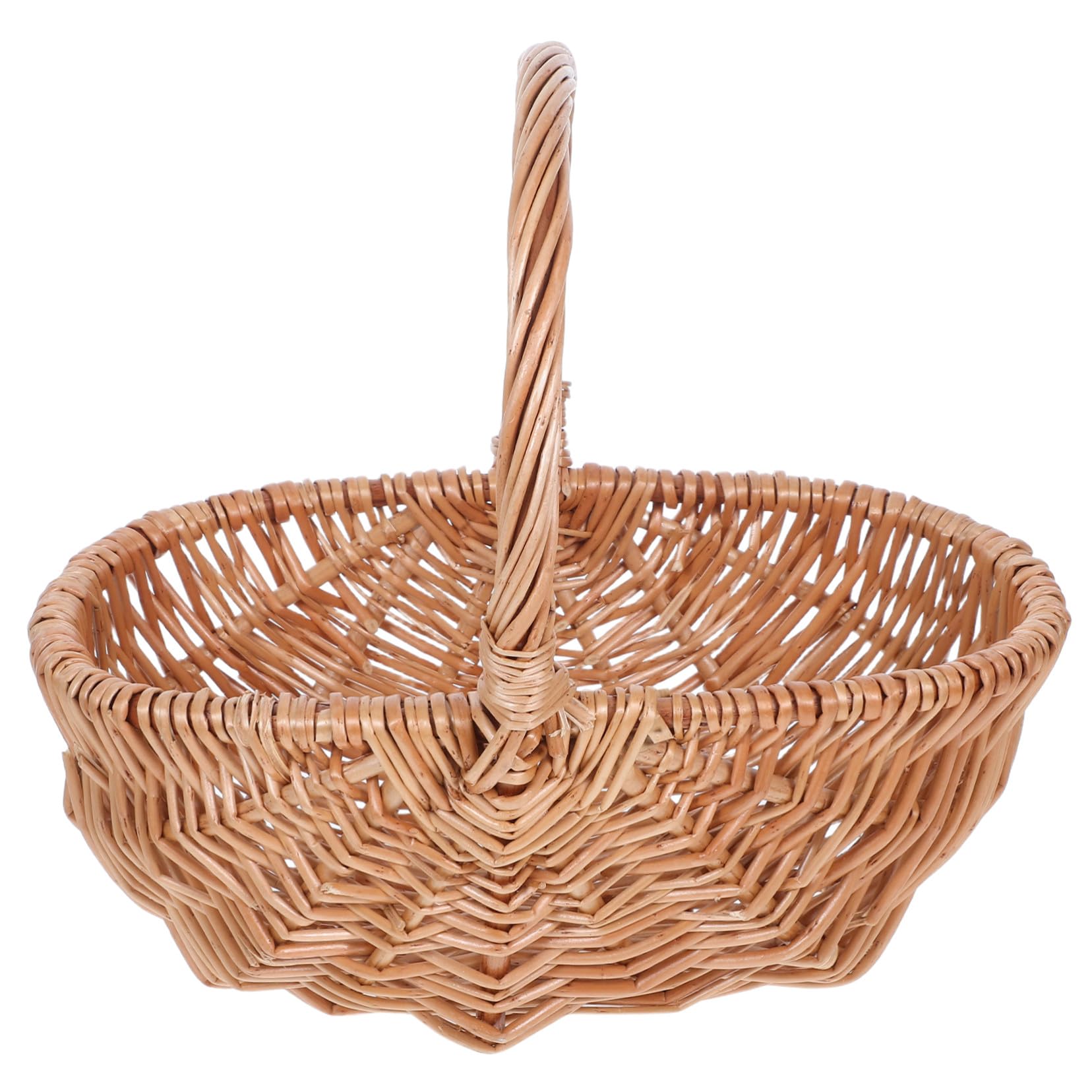 Mipcase Cesta Ovalada de Mimbre Tejida Mano Cesta Pequeña y Ligera para Picnic para Frutas Huevos y Verduras Organizador Portátil para Cocina y Exteriores