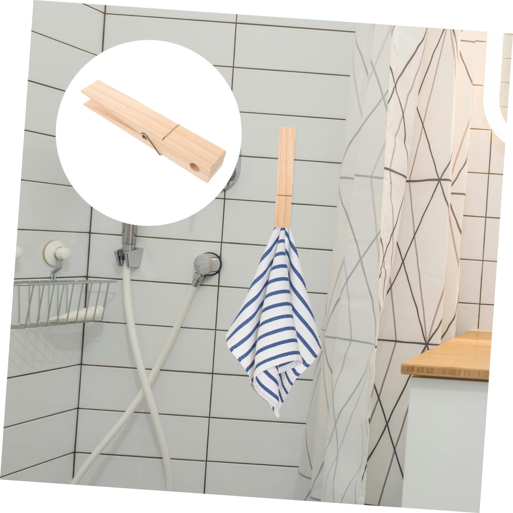 KOMBIUDA 3stücke Jumbo Holz Handtuchhalter Mit Starkem Griff Riesen Wäscheklammer Für Badezimmer Rutschfester Handtuchclip Zur Aufbewahrung Mehrerer Handtücher Leicht Und Tragbar Maße