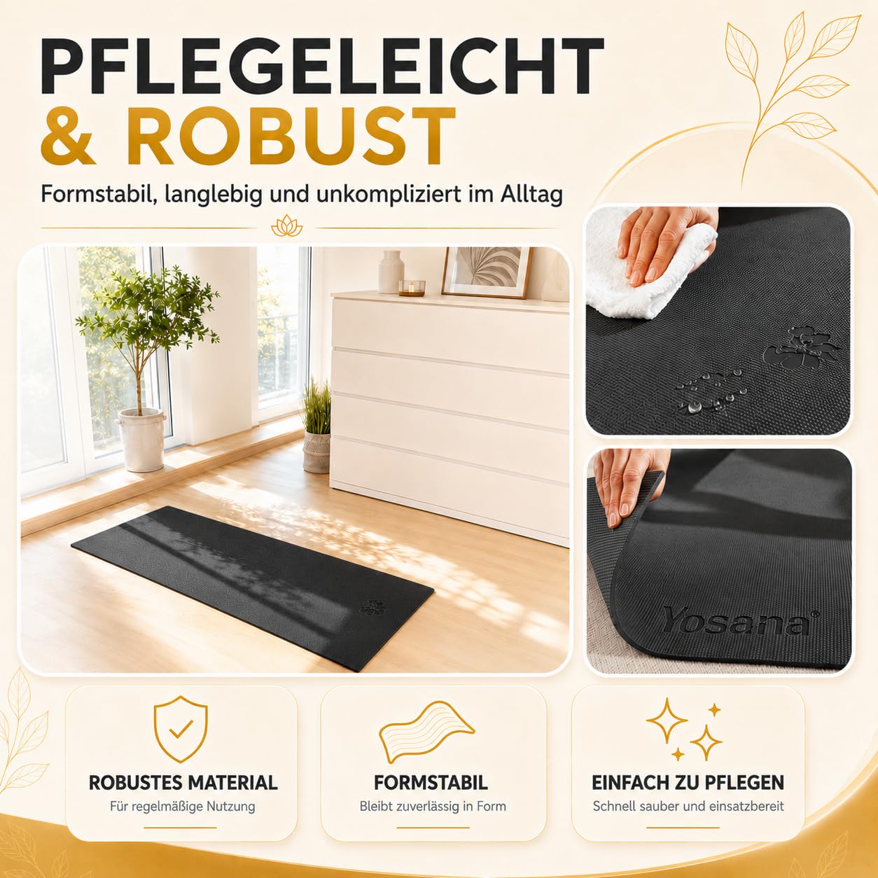 Yogamatte inkl. Tragetasche & Video Kurs I Yoga Matte rutschfest I weiche Gymnastikmatte I Sportmatte 183x60cm I Fitnessmatte I Pilatesmatte 6mm Dick