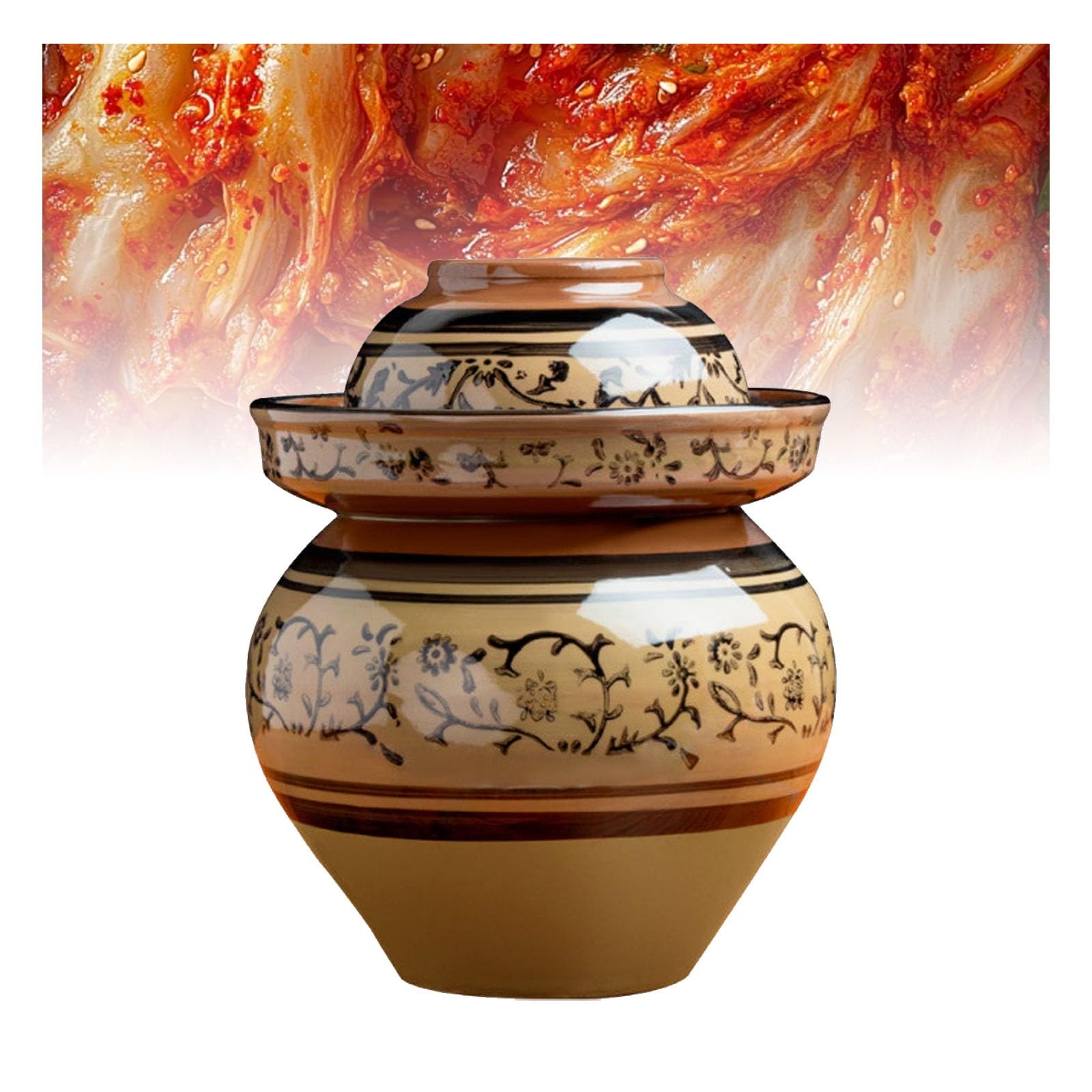 Barattolo in ceramica per sottaceti, kit vintage per fermentazione con coperchio ermetico per decapaggio verdure e conservazione degli alimenti