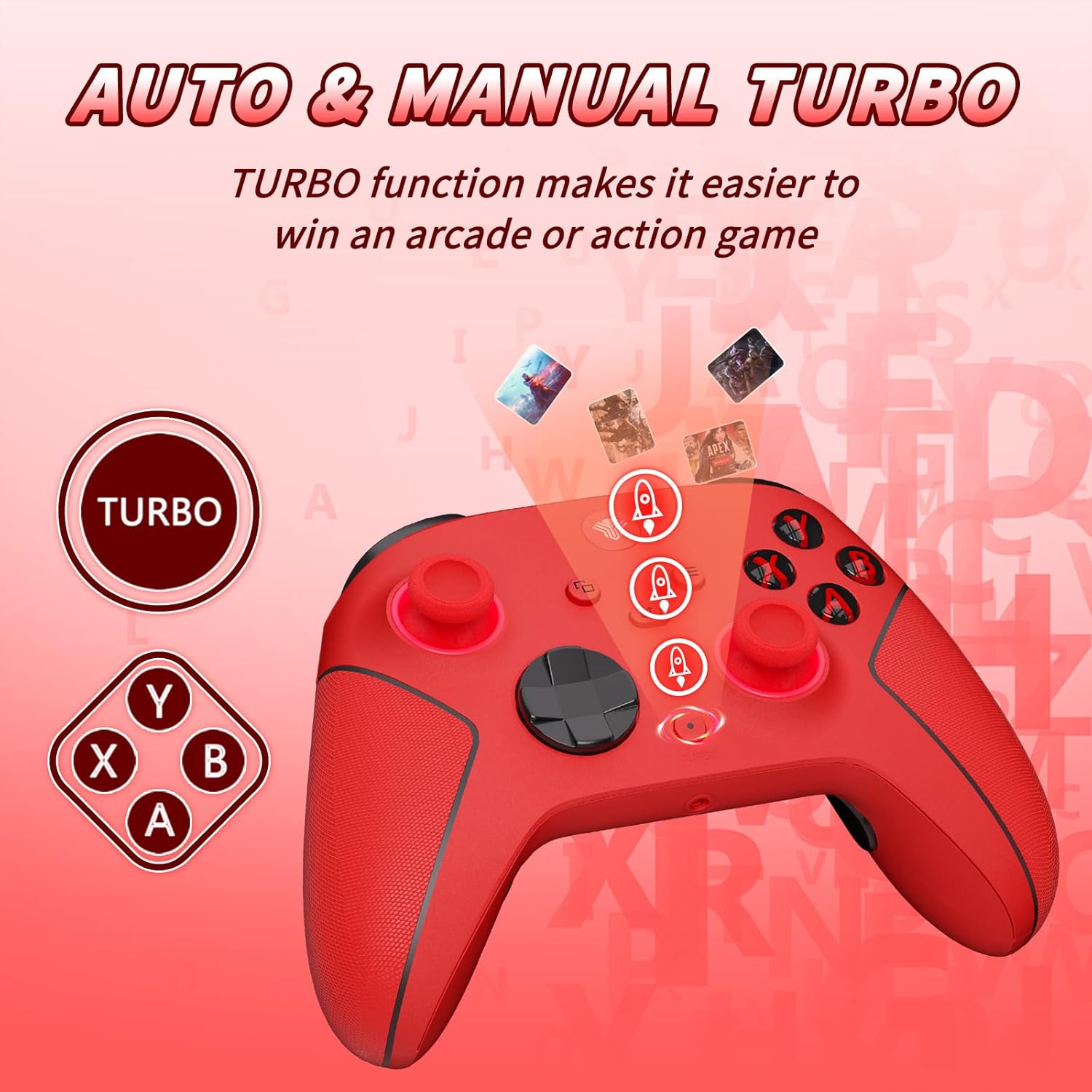 SZDILONG 2.4GHz Wireless Controller for Xbox Controller, Xbox One Series X|S Consoles, PC Windows, Steam, with 7 Colors RGB Light/1000mAh Battery/Programmable/Turbo, Dual Vibration/3.5mm Audio Jack (RED)