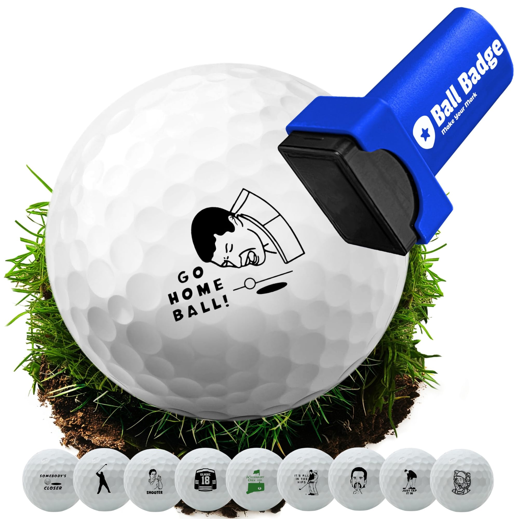 Ball Badge Golf Ball Stamp (The Happy Series), Golf Ball Marker, Reusable Golf Ball Marking Tool to Identify Golf Balls
