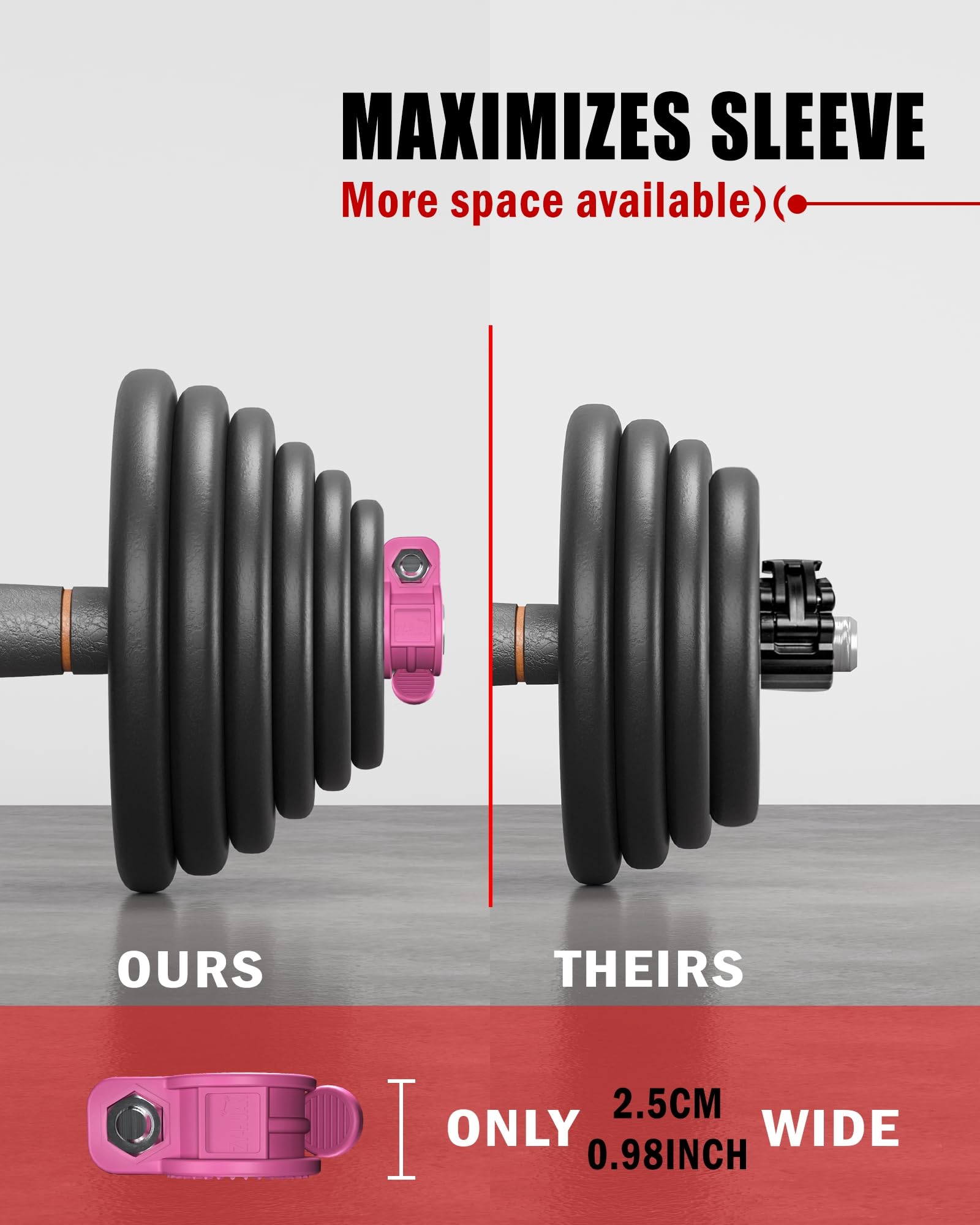 ZY-HUAN Mini Barbell Clips 1 inch I Multi-Size Adjustable Barbell Collar I 1 inch Barbell ClampsIQuick Release Weight Clips Pair of Locking for Dumbbell Bar (PINK) - Image 4