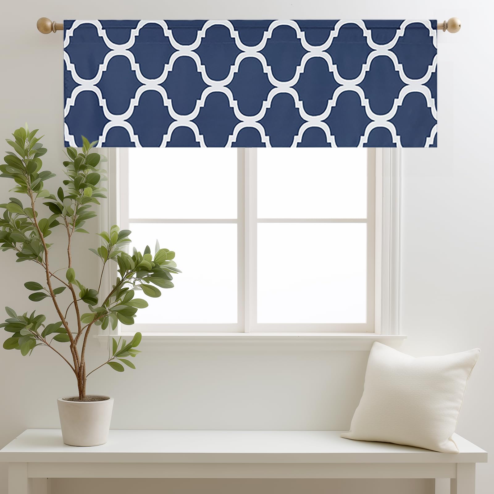 Cenefa de cortina Melodieux para oscurecer la habitación, bolsillo para cortinero, azul marino
