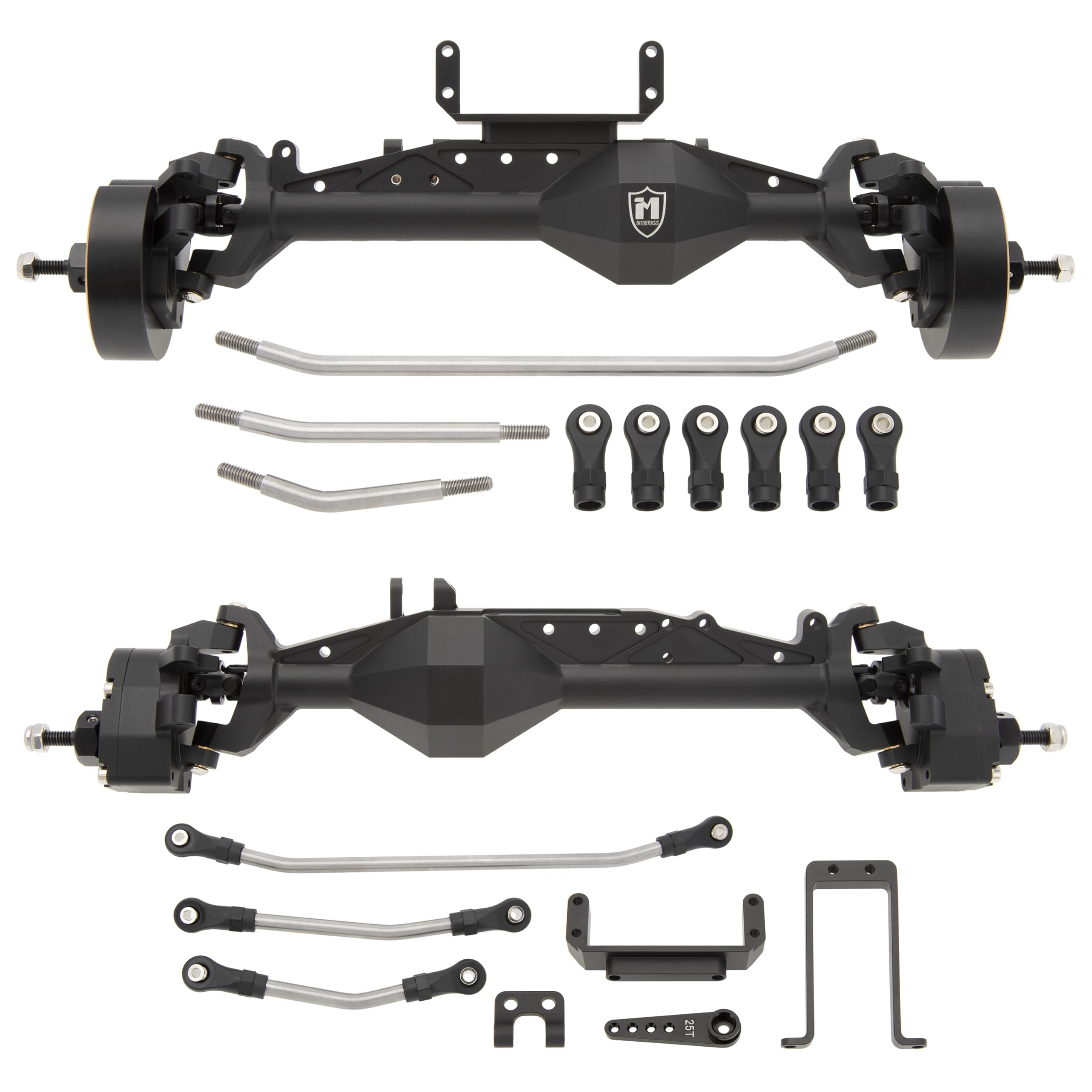 Photo 1 of MEUS RACING Capra 1.9 Portal Axles Kit with Isokinetic 3-Section CVDs and Ackerman Steering Structure for Axial Capra 1.9 4X4 and DIY SCX10 SCX10 II Upgrades Parts (Black - 4WS)