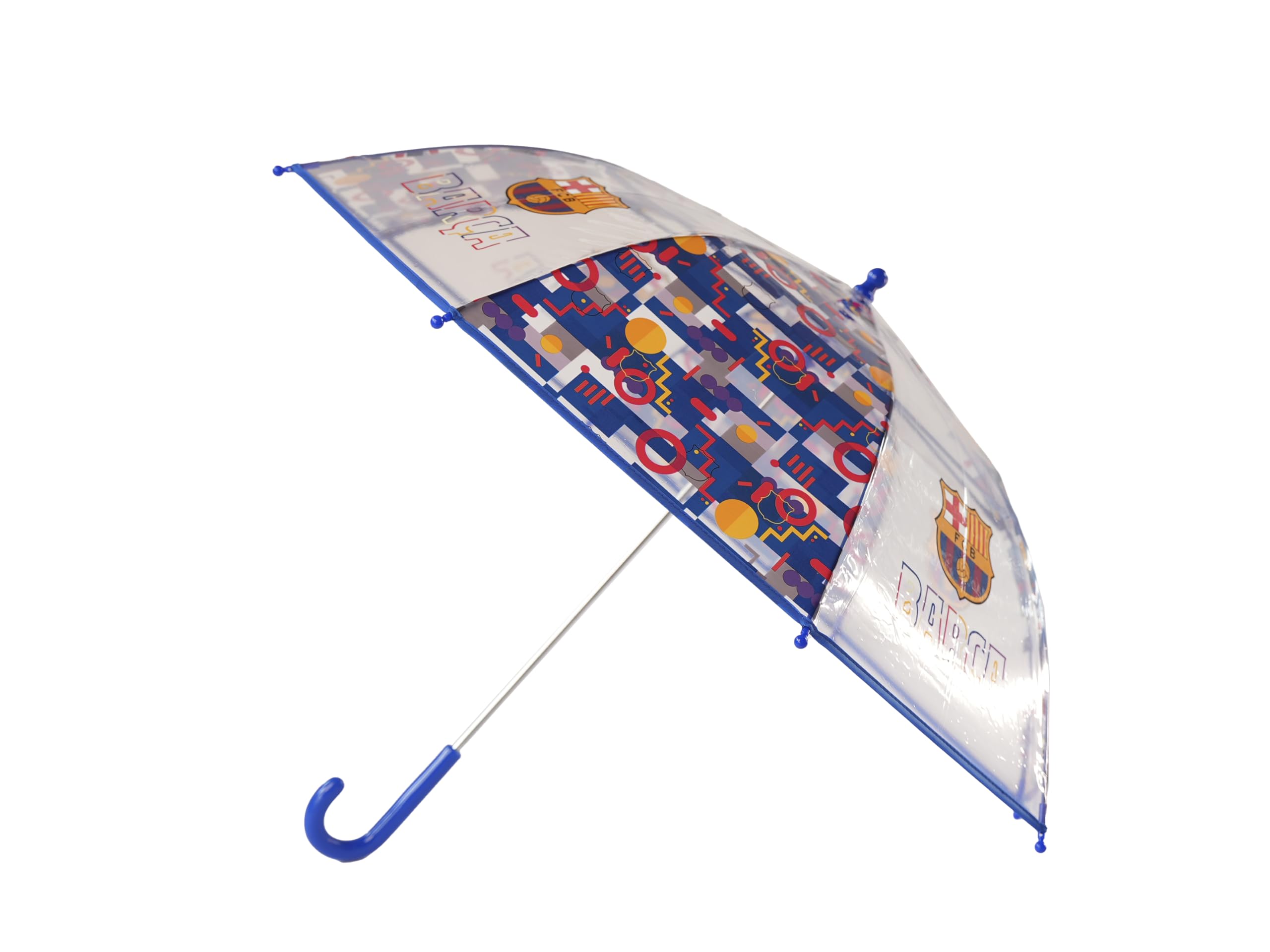 CYPBRANDS FCBarcelona- Paraguas, Sombrilla infantil, Diámetro 48 cm, Manual, Transparente, Producto Oficial