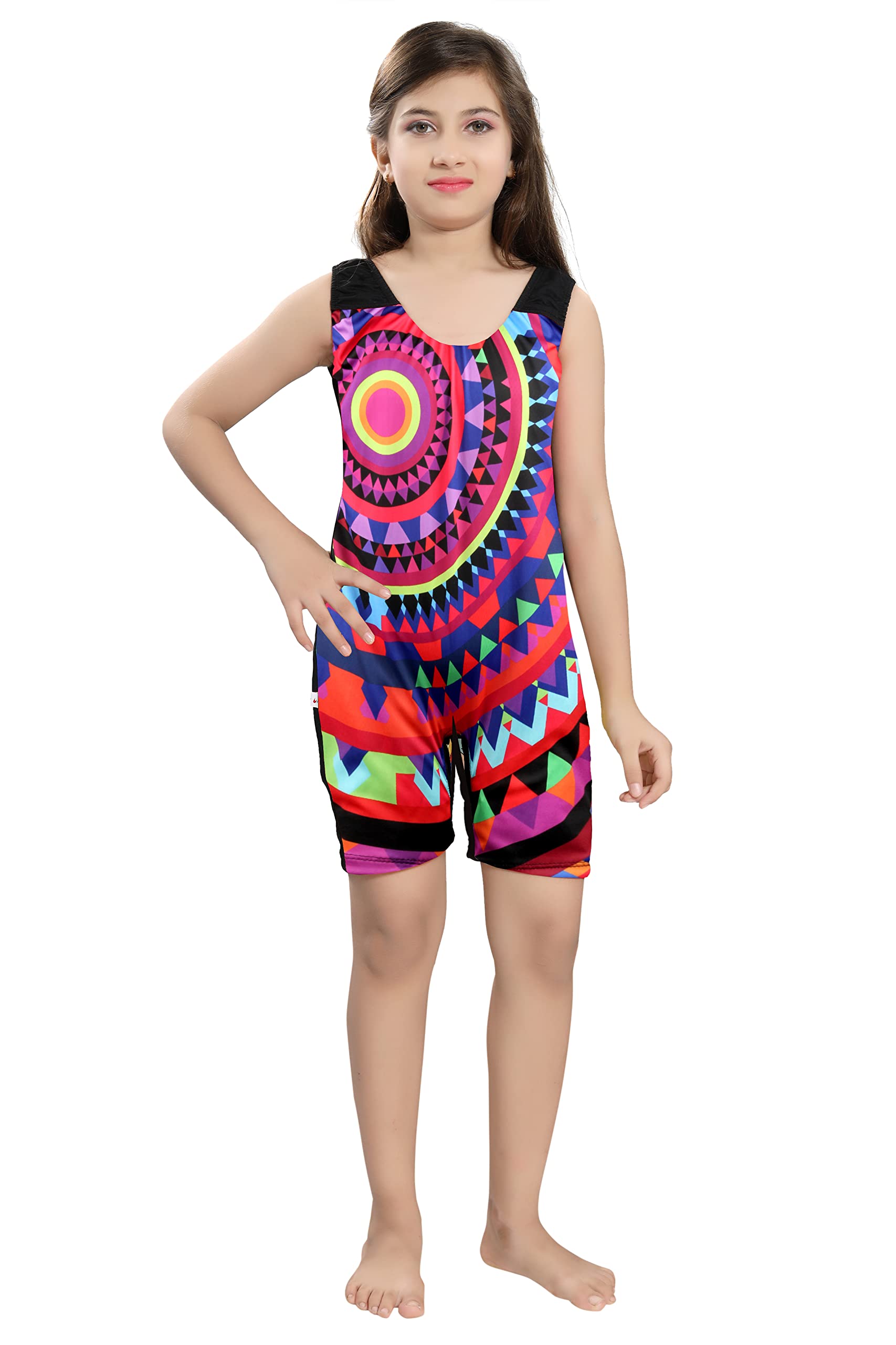 ZIUM Girls 2 Way Stretchable Poly-Jersey Digital Printed Swimsuit for Girls Long 2