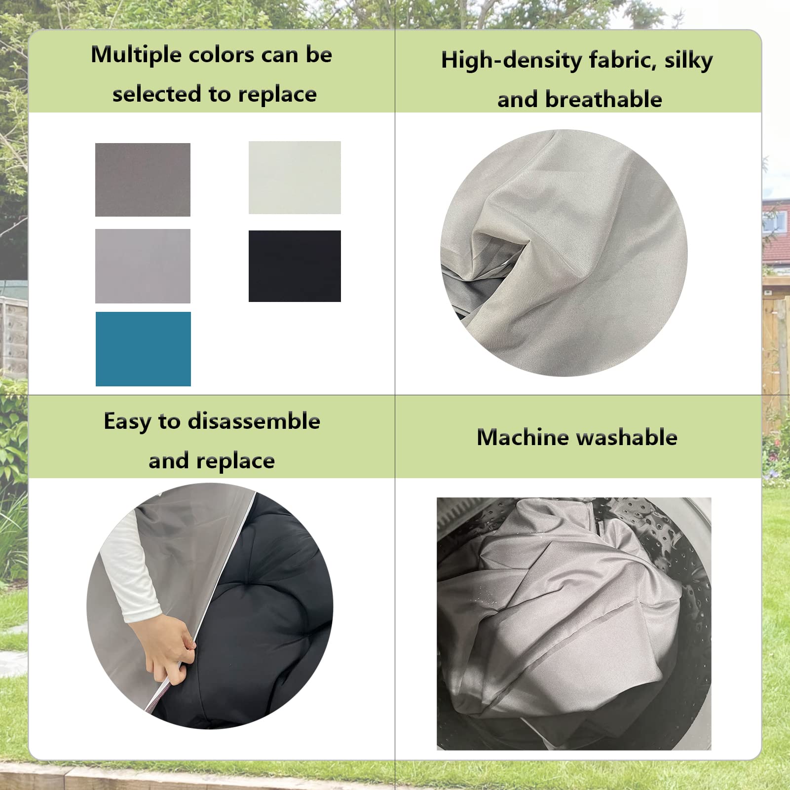 Papasan Housse De Coussin Double Papasan Imperméable, Confortable, Pour Intérieur Et Extérieur – Fixation à L'intérieur – 170,2 X 119,4 X 15,2 Cm – Uniquement