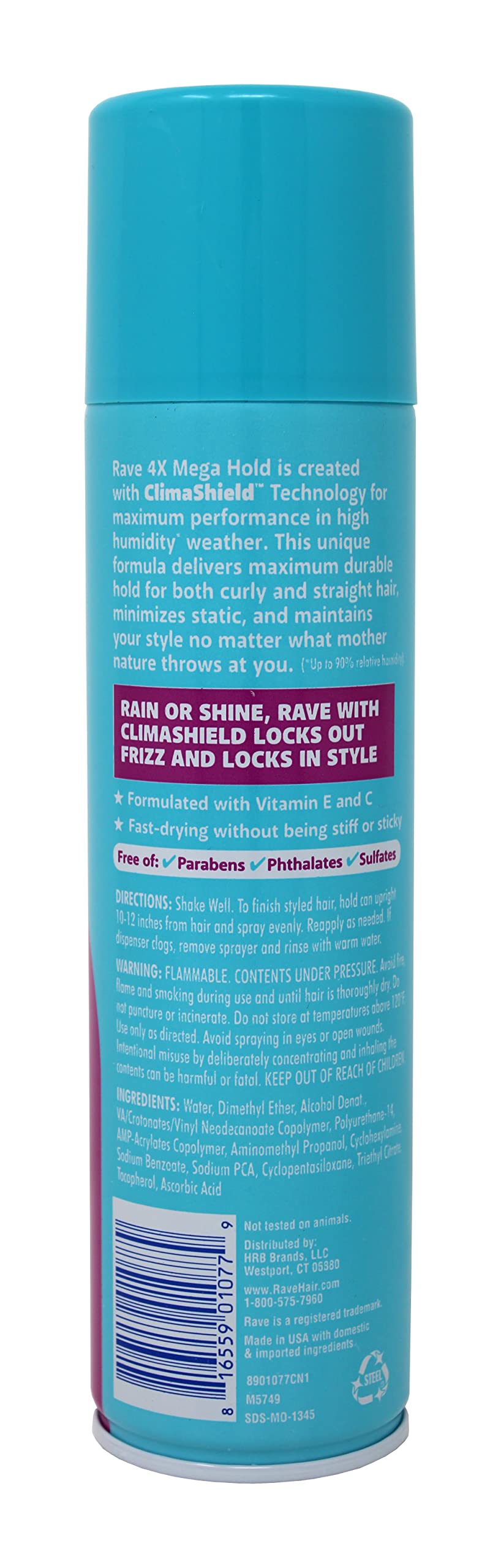 Rave 4X Mega Aerosol Hairspray, Unscented 11 oz (Pack of 10)