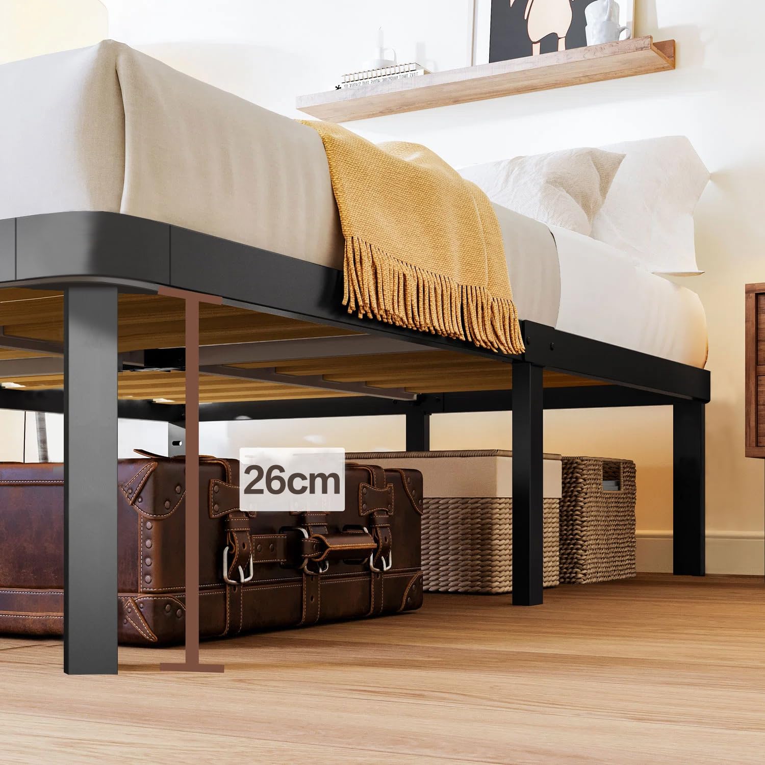 BOLLI - Sommier 140x190cm avec 7 Pieds | Lit avec Sommier à Lattes pour Adulte | 2x14 Lattes | Résistant et Confortable | Montage Rapide et Facile (Sommier 140x190-7pieds)