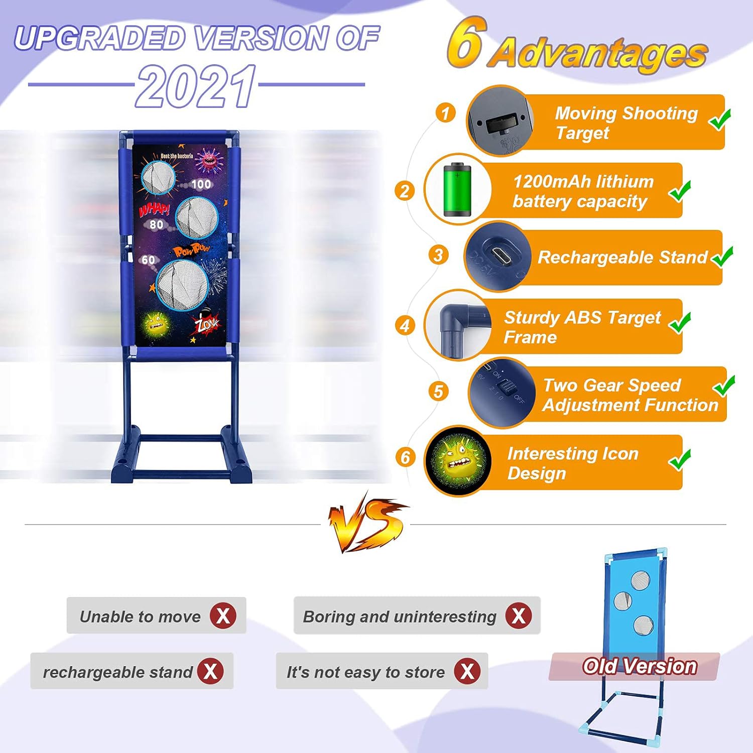 Kaufam Gun Toy Gift for Boys Age of 4 5 6 7 8 9 10 10+ Years Old Kids Girls for Birthday with Moving Shooting Target 2 Blaster Gun and 18 Foam Balls : Toys & Games