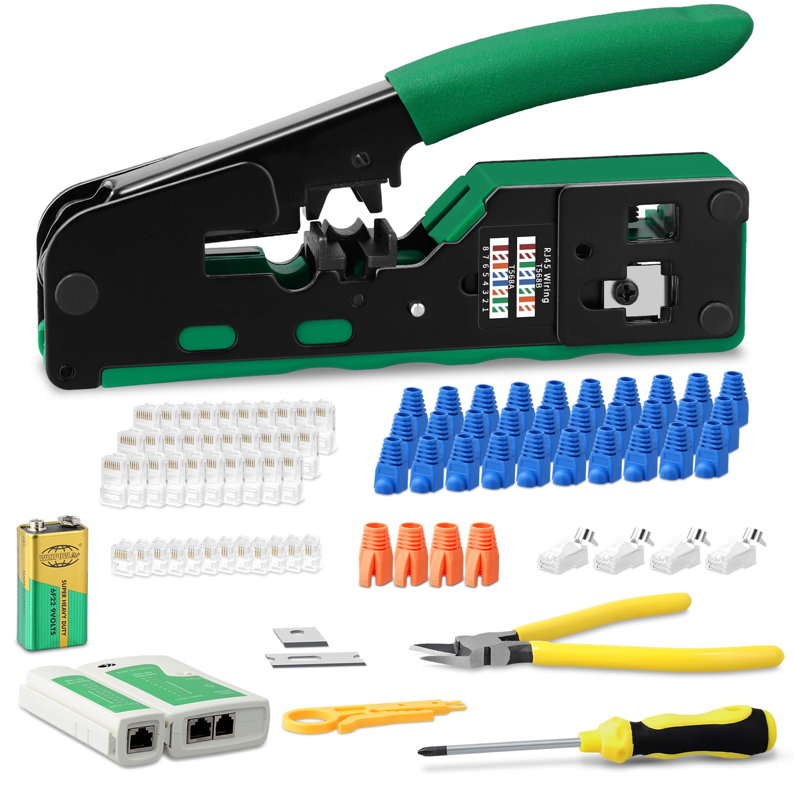 RJ45 Crimpzange Netzwerkkabelzange Stecker Netzwerk Werkzeug Für RJ45 Cat6 Cat5 Cat5e Mit 50