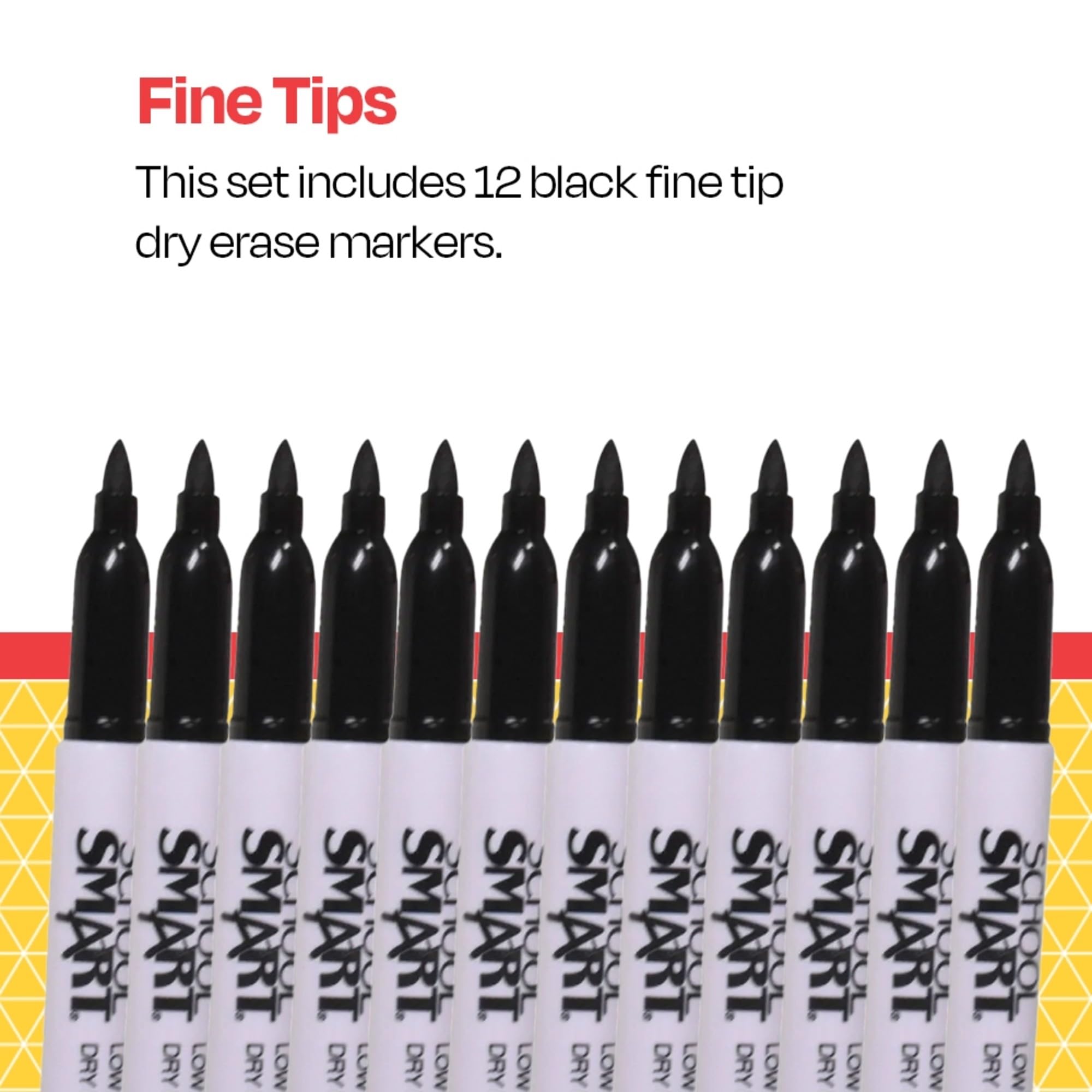 School Smart Dry Erase Pen Style Marker Fine Tip Black Pack of 12 - BY1076-12BLACK — view 7