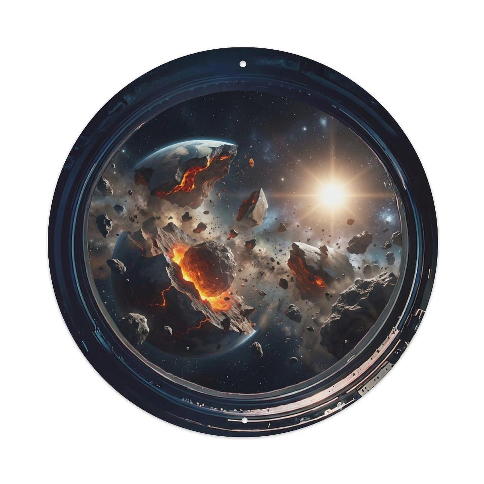 Shattered Planet Debris View Metal Tin Sign