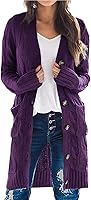 PRETTYGARDEN Women's Chunky Cable Knit Long Cardigan Sweater with Pockets - Open Front Button Down Long Sleeve for Fall Winter
