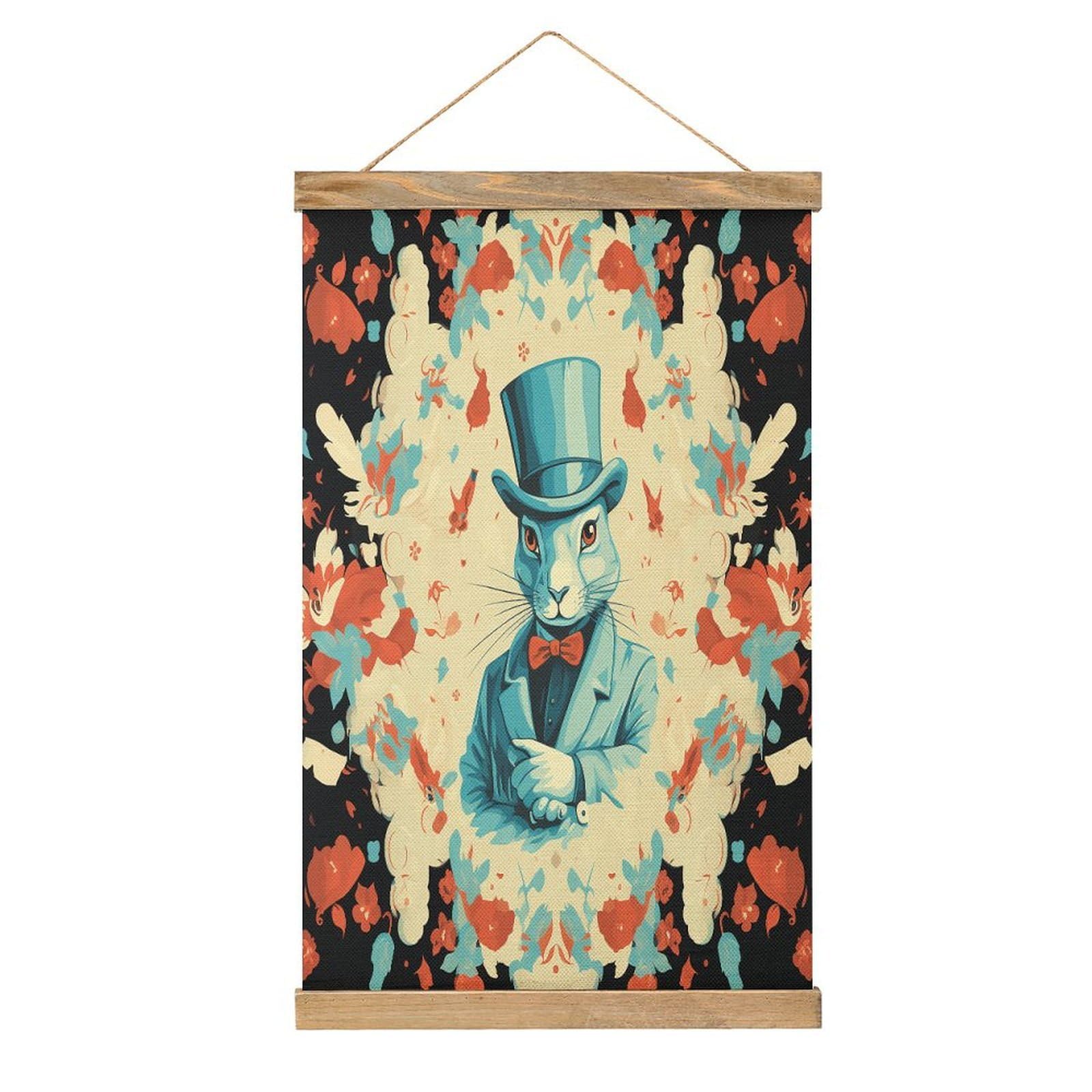 VstaDank Magician Rabbit Poster with Wooden Frame Hanger Art Painting Wall Decor Poster Wall Hanging Wooden Frame 13x20 Wood Poster Hanger for Photo Picture Art Canvas Print Artwork
