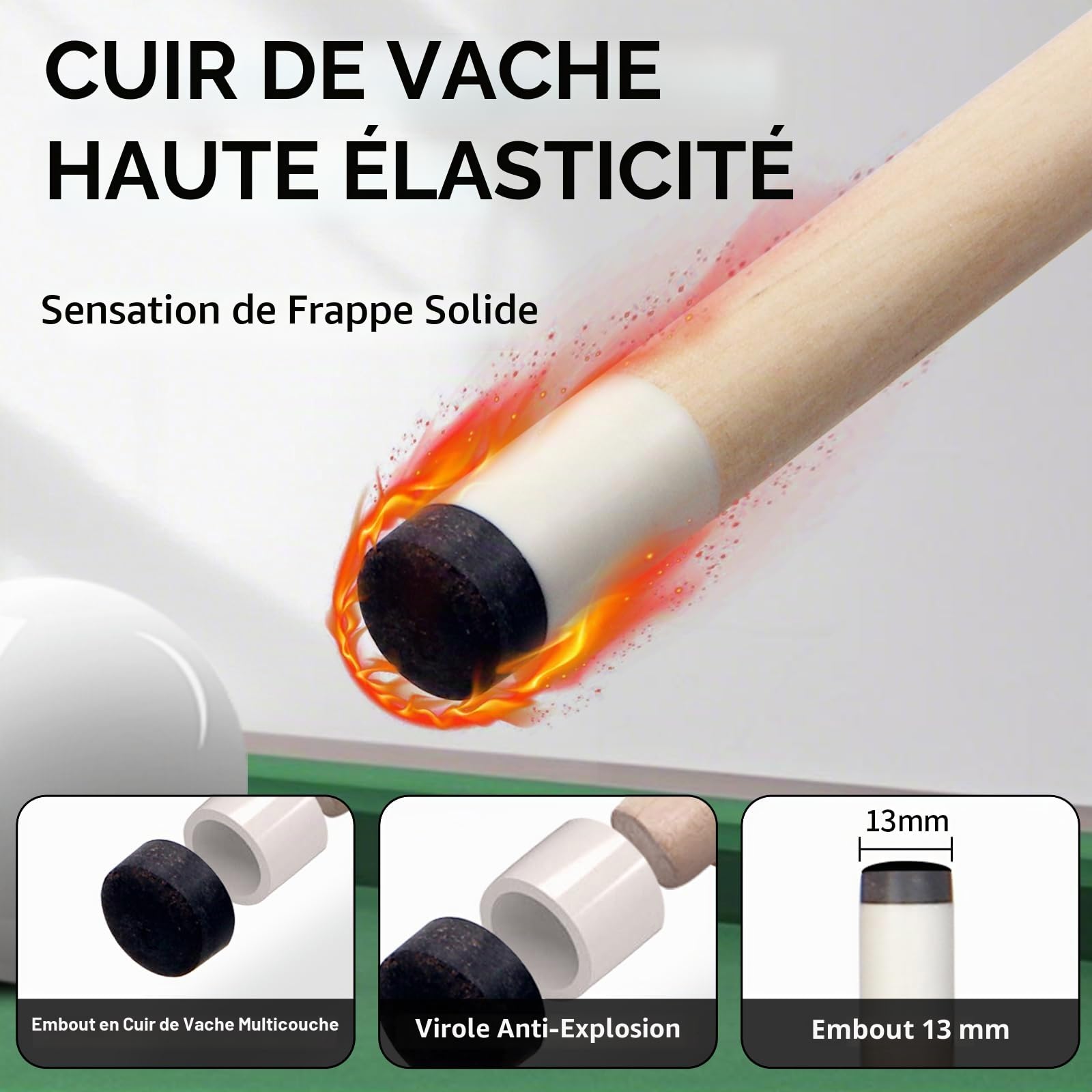 Queue de Billard, Billard Queue Lot de 4 Pool Cue Sticks Bâtons de Billard en Bois Dur de 58 Pouces pour Les Sports de Table de Billard