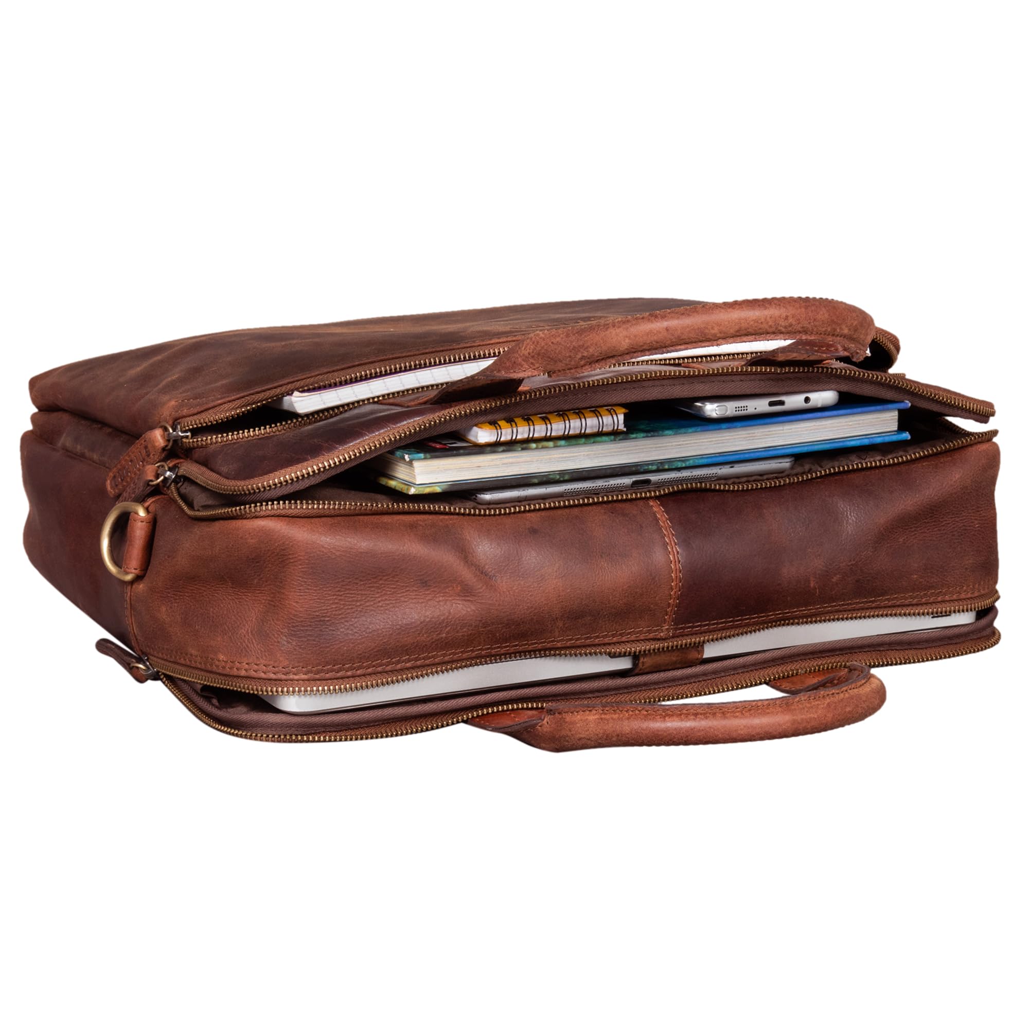 STILORD große Ledertasche braun - XL Aktentasche für Herren - Business-Tasche mit 15.6 Zoll Laptopfach - Vintage Umhängetasche Hector