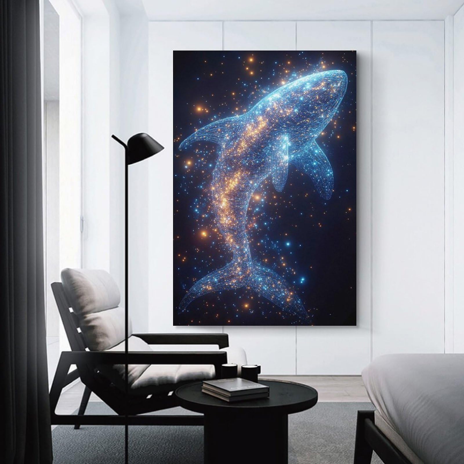 Junmoney Unframe-Style-24 Canvas Art Print Cosmic Whale, 24X36inch(60X90cm), For Office, Study Or Home Workspace, Wall Art That Adds Style To Work Areas