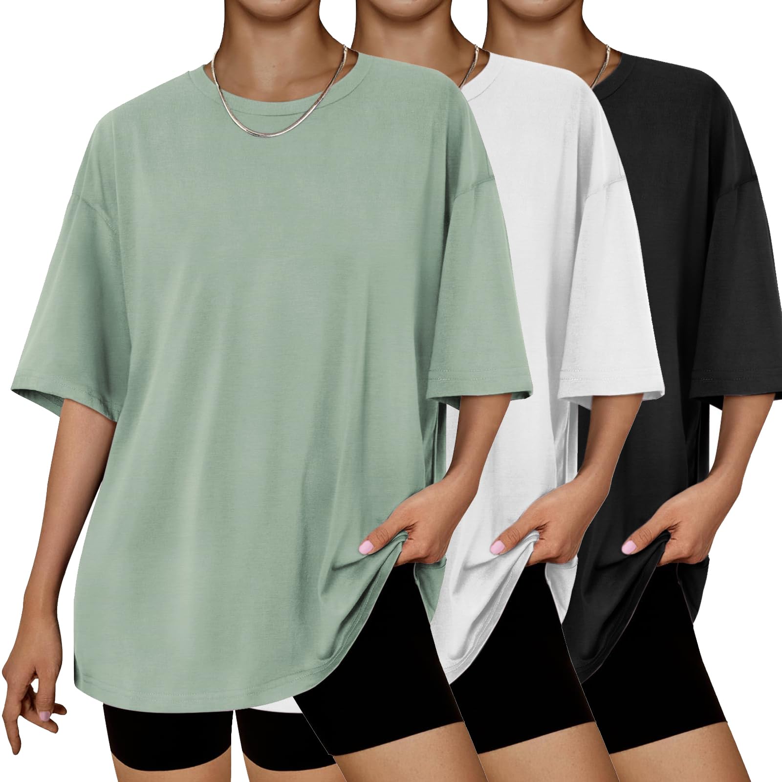 Dhigali 3 Pack Oversized Crew Neck Tees