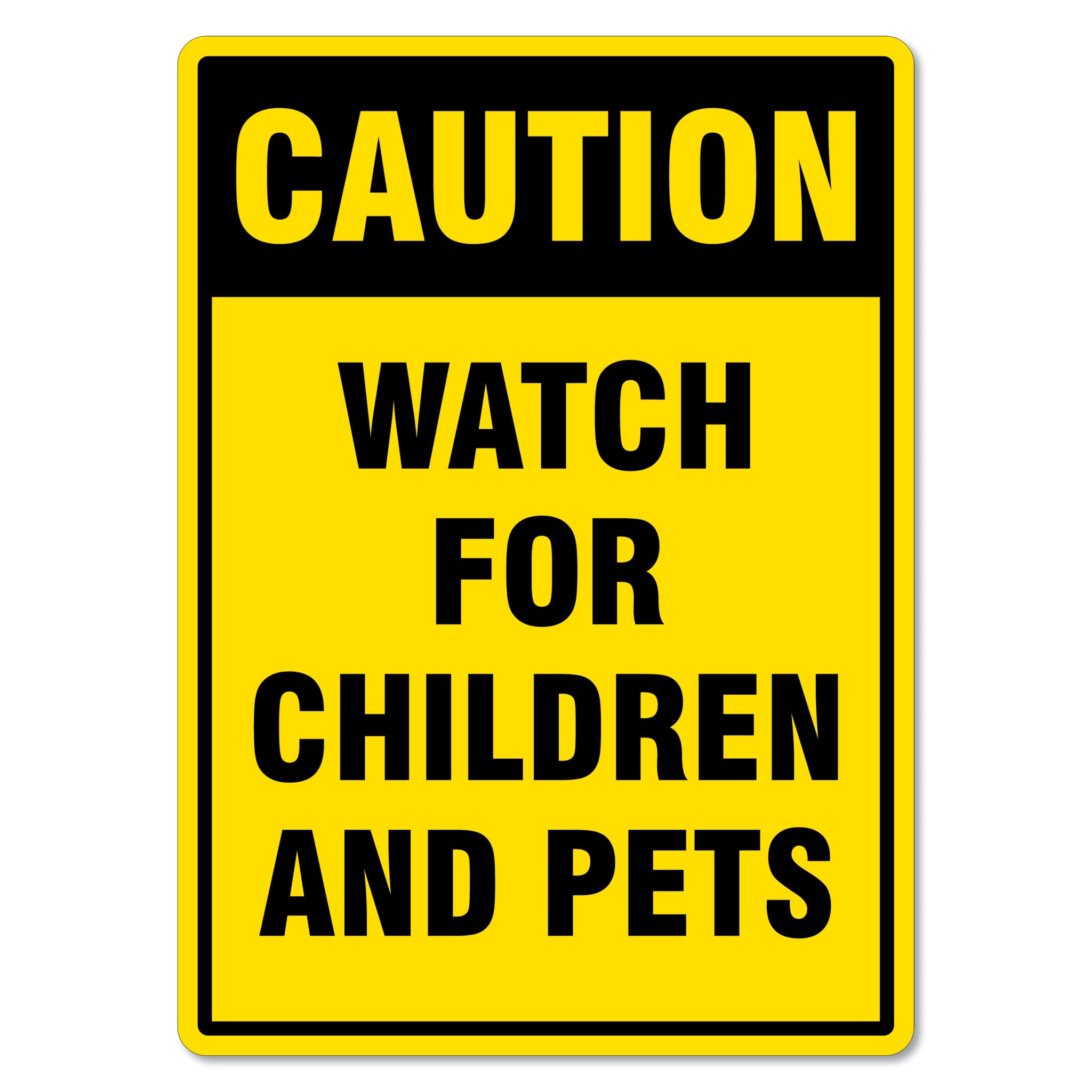 Kids Pets Passing Caution Metal Warning Sign Residential Road Reminder 12x8 Inch