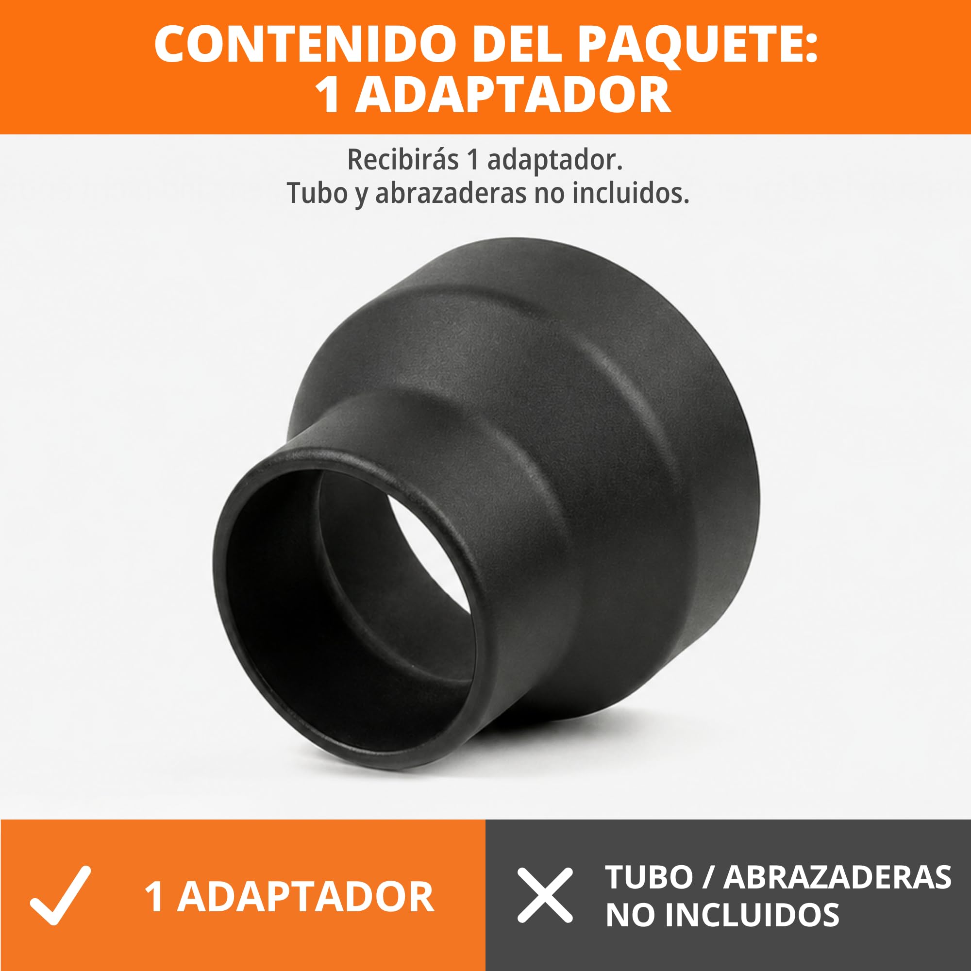 WFix Adaptador Ventilación y Manguera 100-150 mm ABS-CF Negro | Reductor configurable, salida de aire, aspiración, piscina, taller, salas técnicas