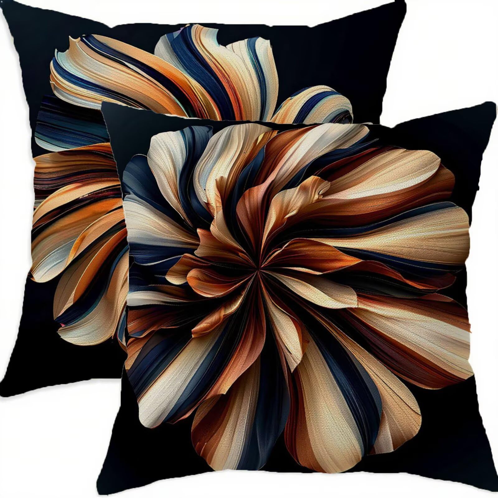 Housse coussin 60x60cm imperméable lot de 2 taies d'oreillers en lin avec fermeture éclair invisible