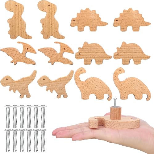 Qunclay Pomos decorativos de madera para gabinetes de madera con tornillos, tiradores de tocador, pomos de madera de animales marinos del bosque,
