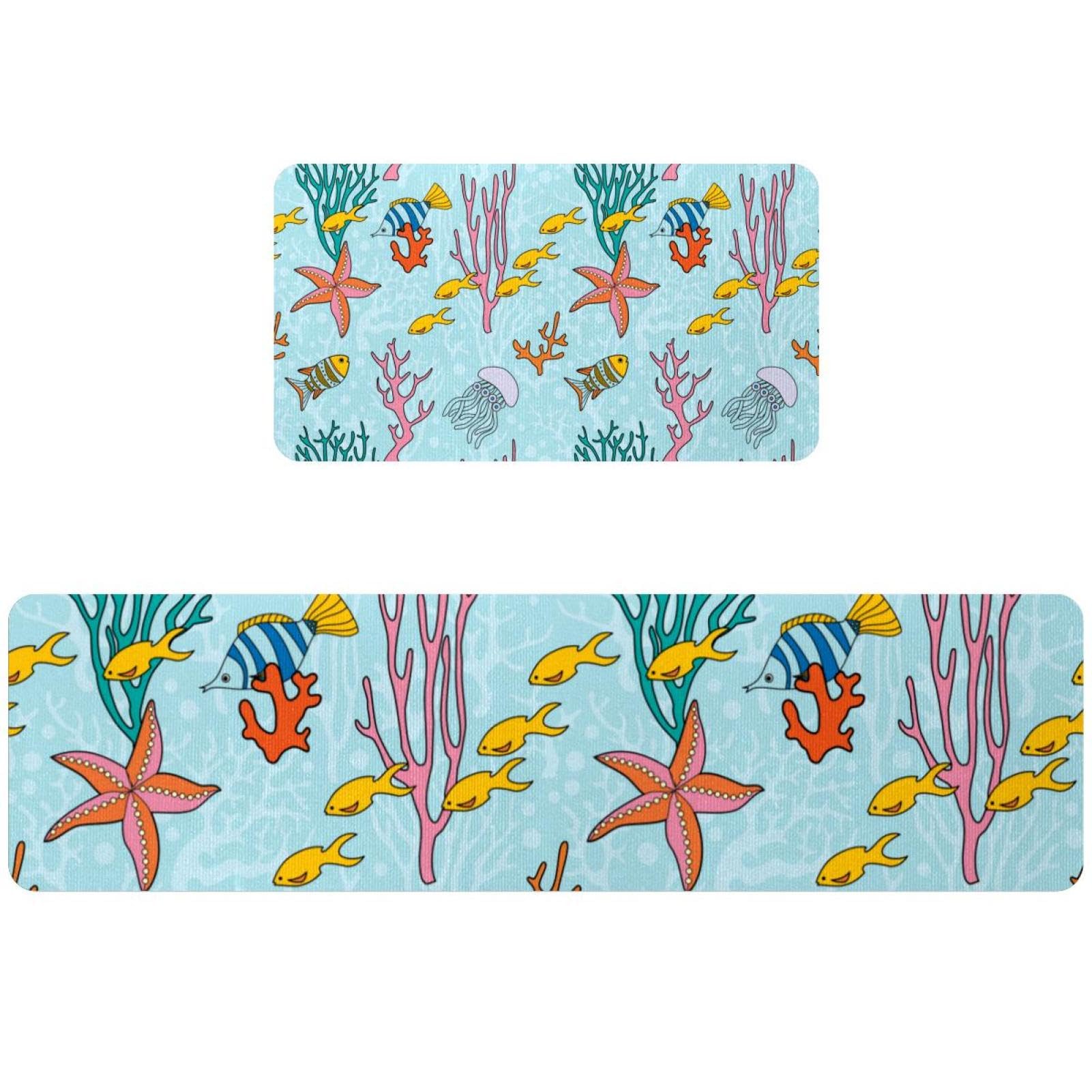 Tapis de cuisine poissons et coraux pour protéger le sol de votre buanderie ou couloir