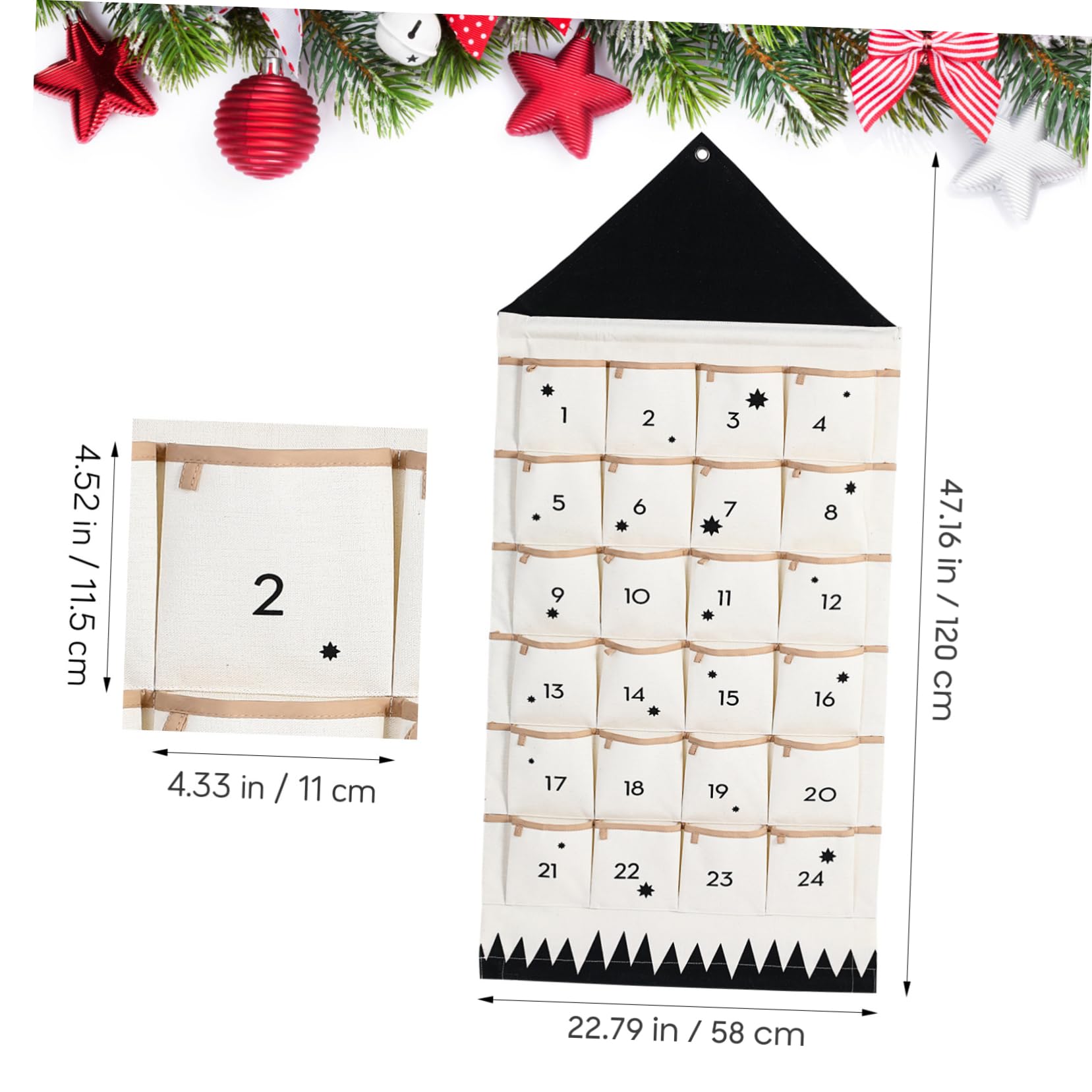 MAGICLULU Sacchetto Natalizio Multifunzionale in Cotone a Forma Abitazione, Lavabile, per Appendere su Muro e Dietro la Porta per Organizzare Decorazioni di Natale