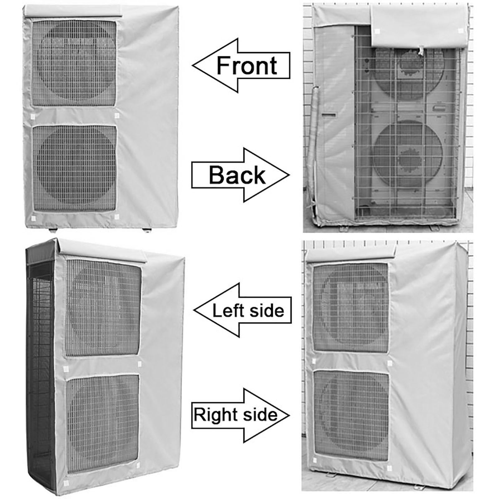 Protection Climatiseur Exterieur, Cache Pompe a Chaleur Extérieur, Grande Conception Double Épaisseur avec Doubles Aérations et Rideaux de Protection(White,105x146x43cm/41x57x16in)