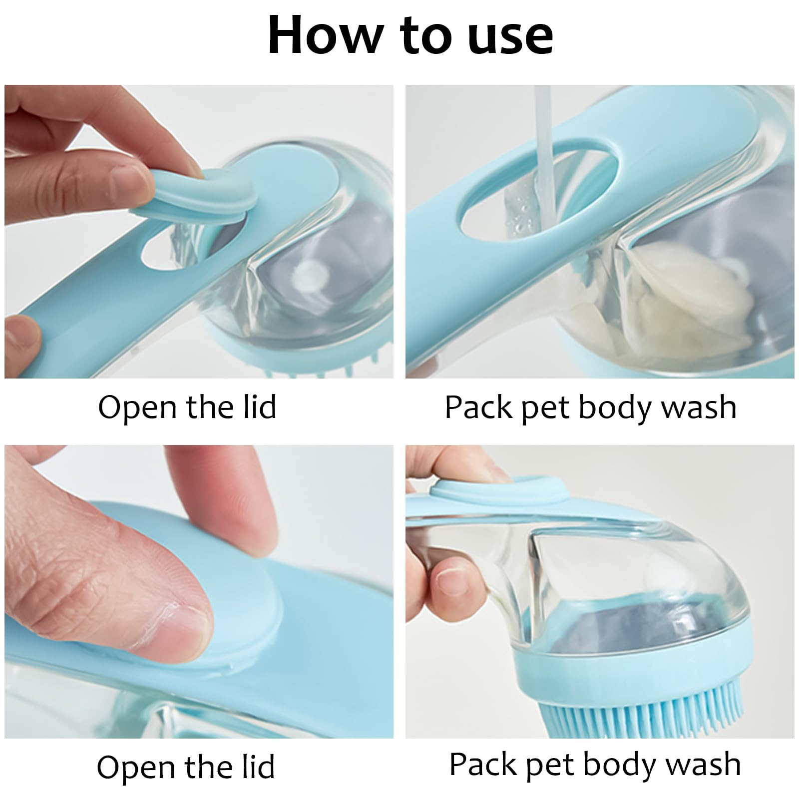 (6 Pcs) ELEGX Pet Grooming Bath Massage Brush with Soap and Shampoo Dispenser Soft Silicone Bristle for Long Short Haired Dogs Cats Shower - image 4