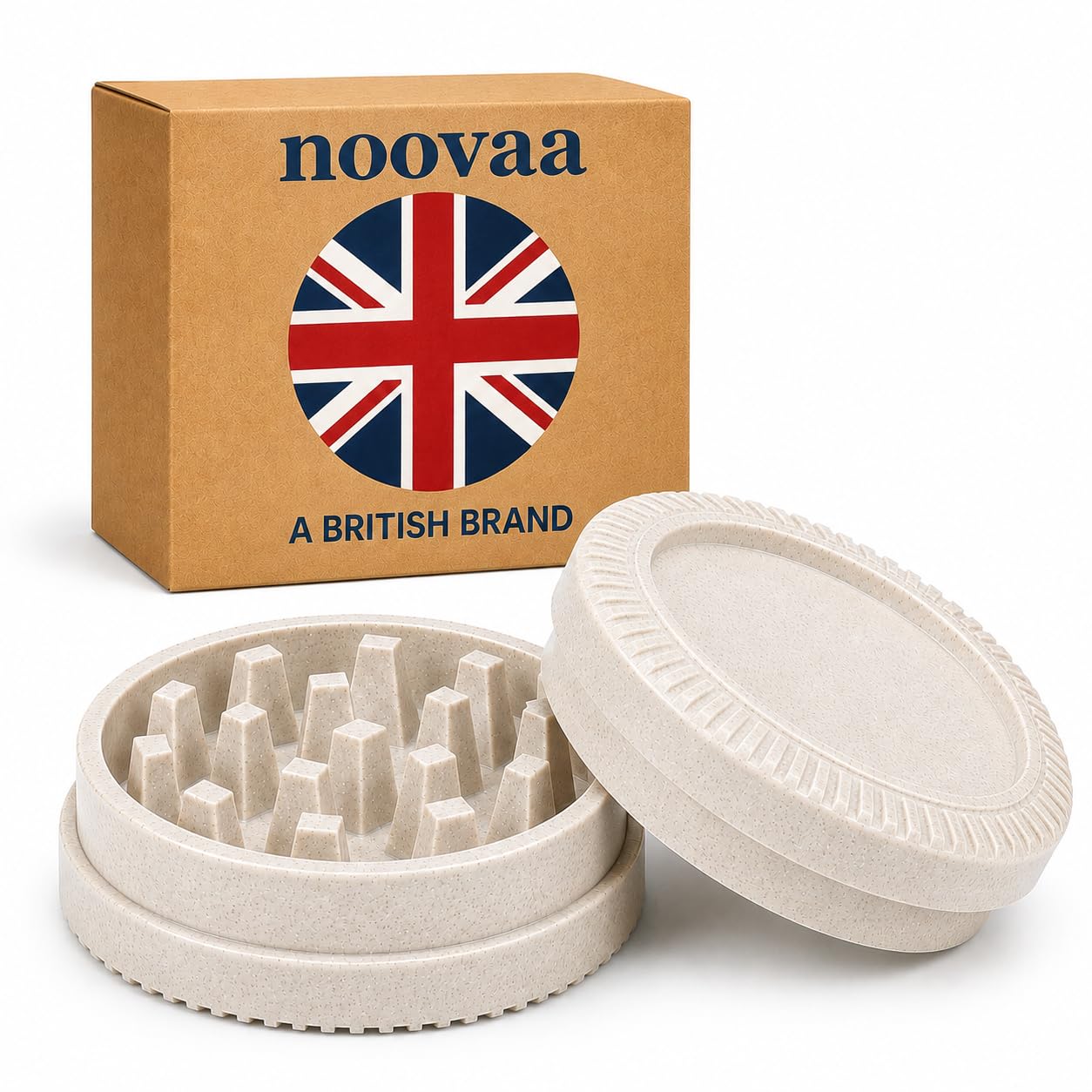 Noovaa Biodegradable Herb Grinder – Lightweight and Durable Manual Grinder – Sharp Teeth – Eco-Friendly, Metal-Free – Ideal for Herbs, Spices and Daily Use (Beige)