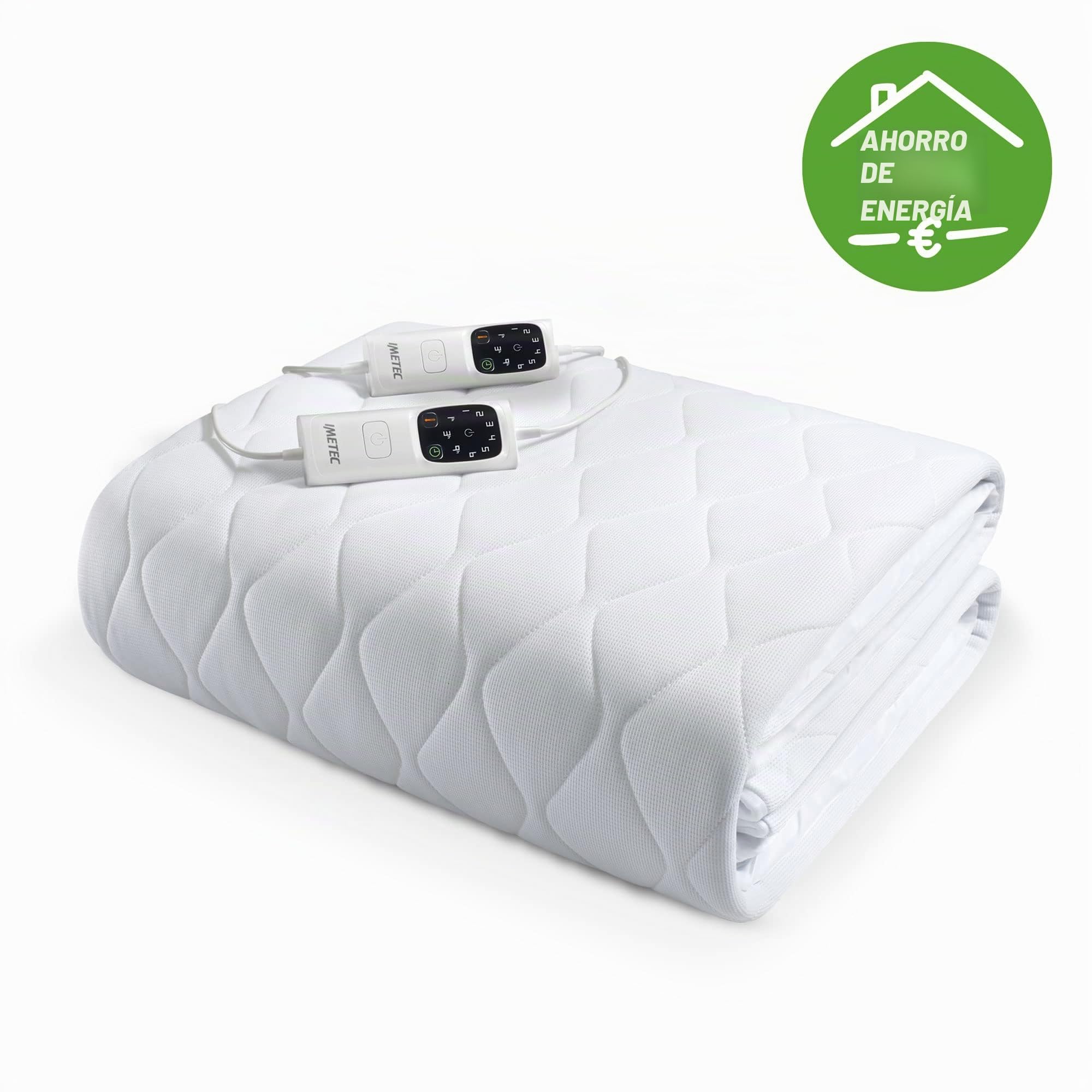 Imetec - Cubrecolchón Scaldasonno Adapto Maxi doble, 195 x 165 cm, calentamiento rápido, temperatura constante y personalizada, tejido hipoalergénico acolchado, mando doble con 6 temperaturas