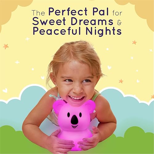 Miniatura 49 de Lumipets Benny The Bear - Luz nocturna de silicona blanda para niños Bonita luz nocturna con control remoto y control táctil para niñas y niños