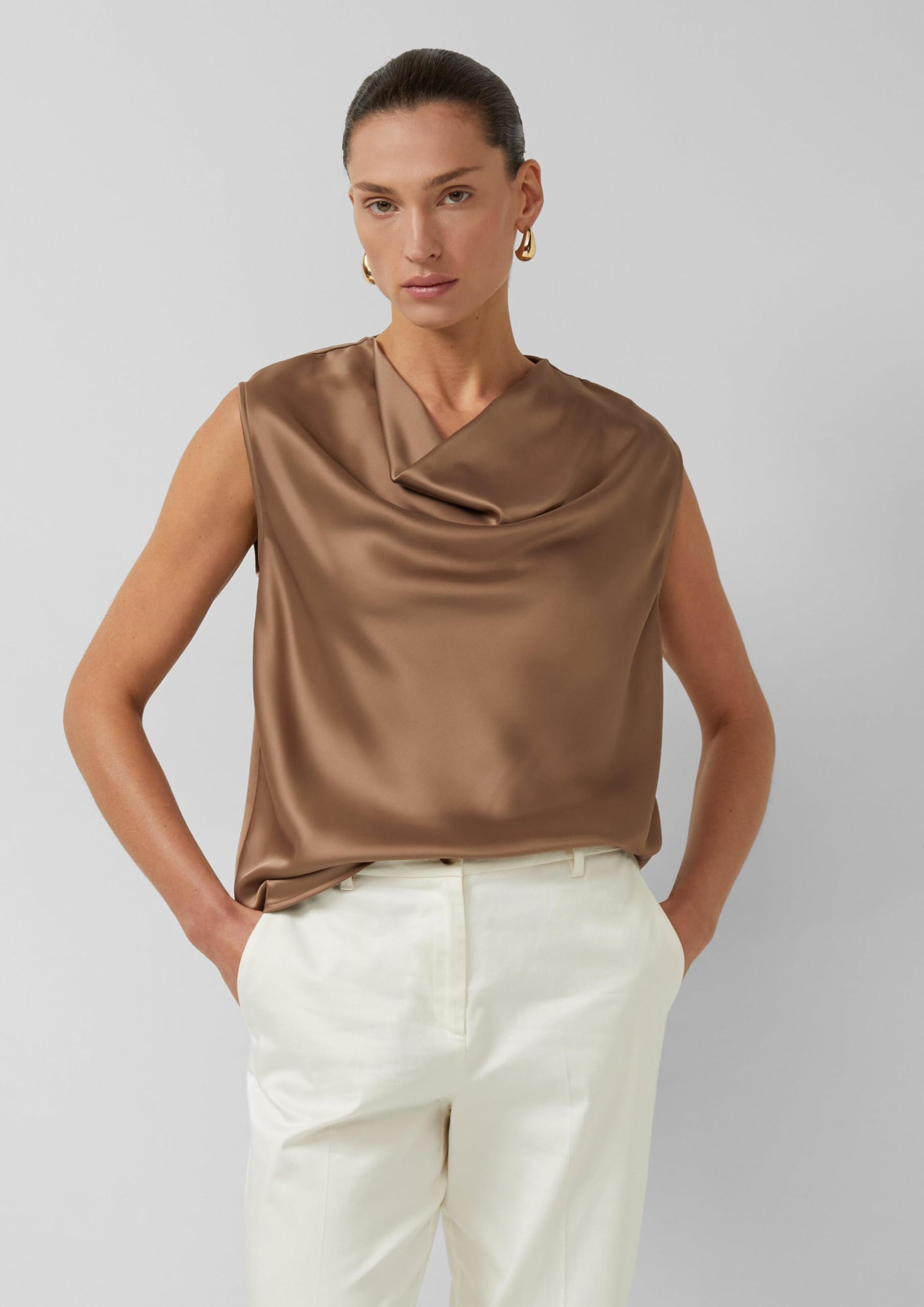 s.Oliver Satin-Top mit Wasserfall-Ausschnitt