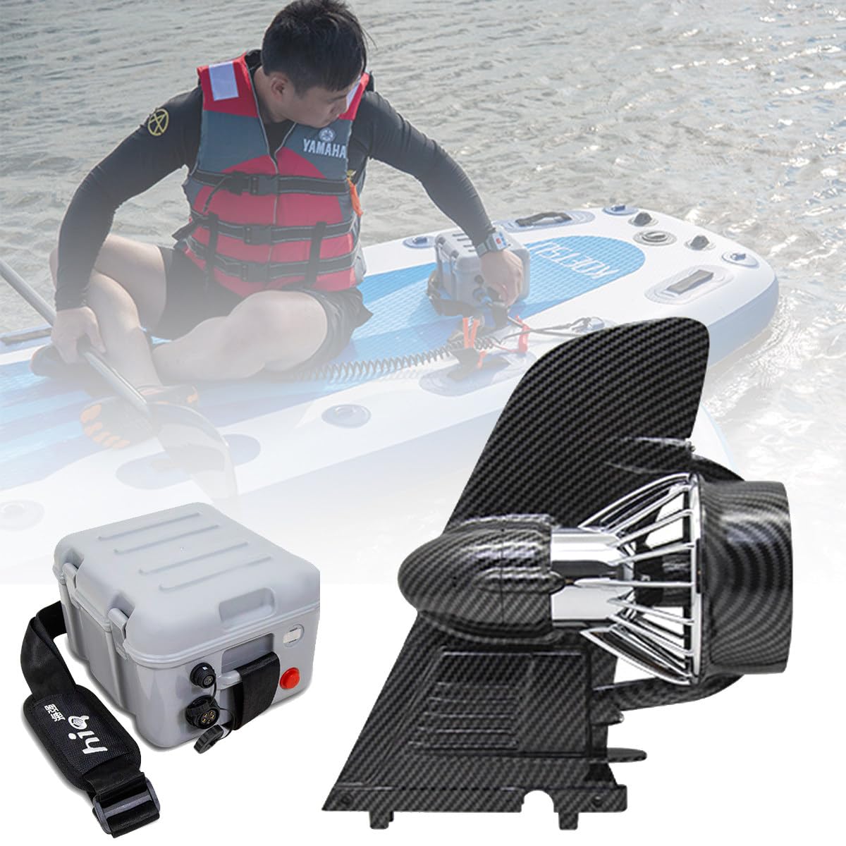 MLYYYDSS Tabla de Surf con Aleta motorizada eléctrica, propulsor de 24 V, Aletas de Tabla de Surf eléctrica, hélice de Velocidad Ajustable, Kit de Tabla de Surf con Motor a Chorro
