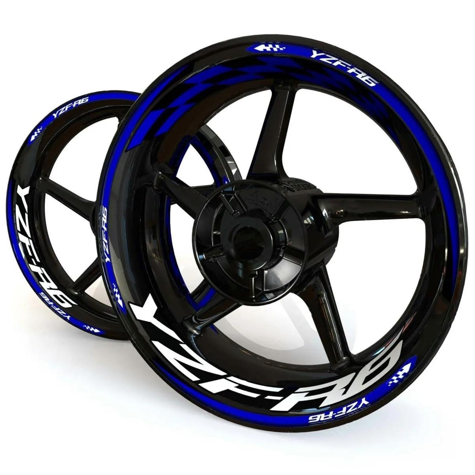 Motorrad-Radnabenaufkleber Motorrad-Felgenaufkleber Für Yamaha YZF R6 YZFR6 YZF-R6, Reflektierender Felgenaufkleber, Felgenaufkleber, Radnabenaufkleber Felgenrandaufkleber(Blau 1)
