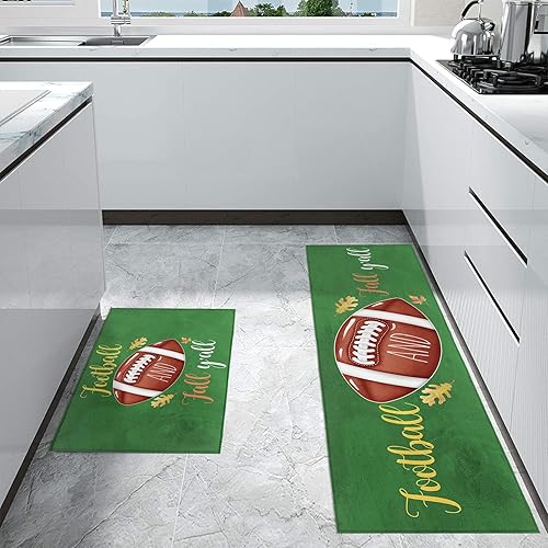 Miniatura 4 de Juego de 1 alfombra de cocina de fútbol Fall Y'all, acolchada, antifatiga, juego de 1 alfombra de cocina, antideslizante, cómoda para cocina,