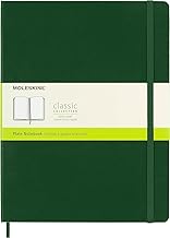 Moleskine - Classic Notebook with Smooth Leaves, Hardcover and Elastic Closure, Myrtle Green, Extra Large Size 19 x 25 cm, 192 Sheets