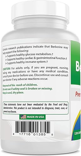 Miniatura 7 de Best Naturals Berberine Plus 1000 mgporción 120 cápsulas (120 unidades (paquete de 3))
