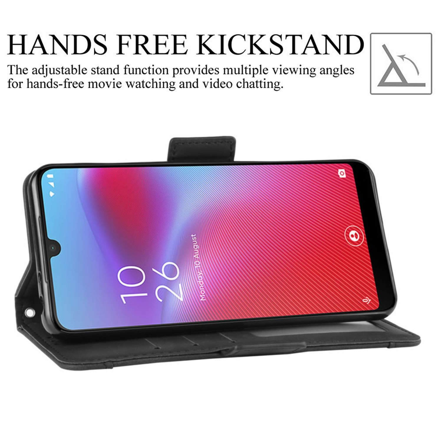 Custodia In Pelle PU Per Vodafone Smart V10 VDF730, Con Slot Per Carte E Supporto Per Video, Marrone Effetto Vintage - 3