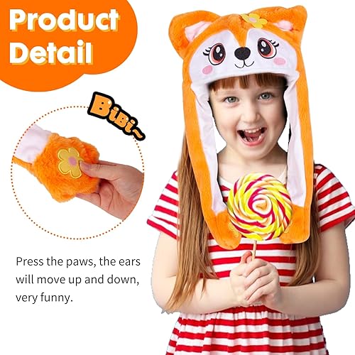 Miniatura 3 de YOYTOO Sombrero de animal de felpa con orejas en movimiento para saltar y golpear, talla única para todos los adultos y niños