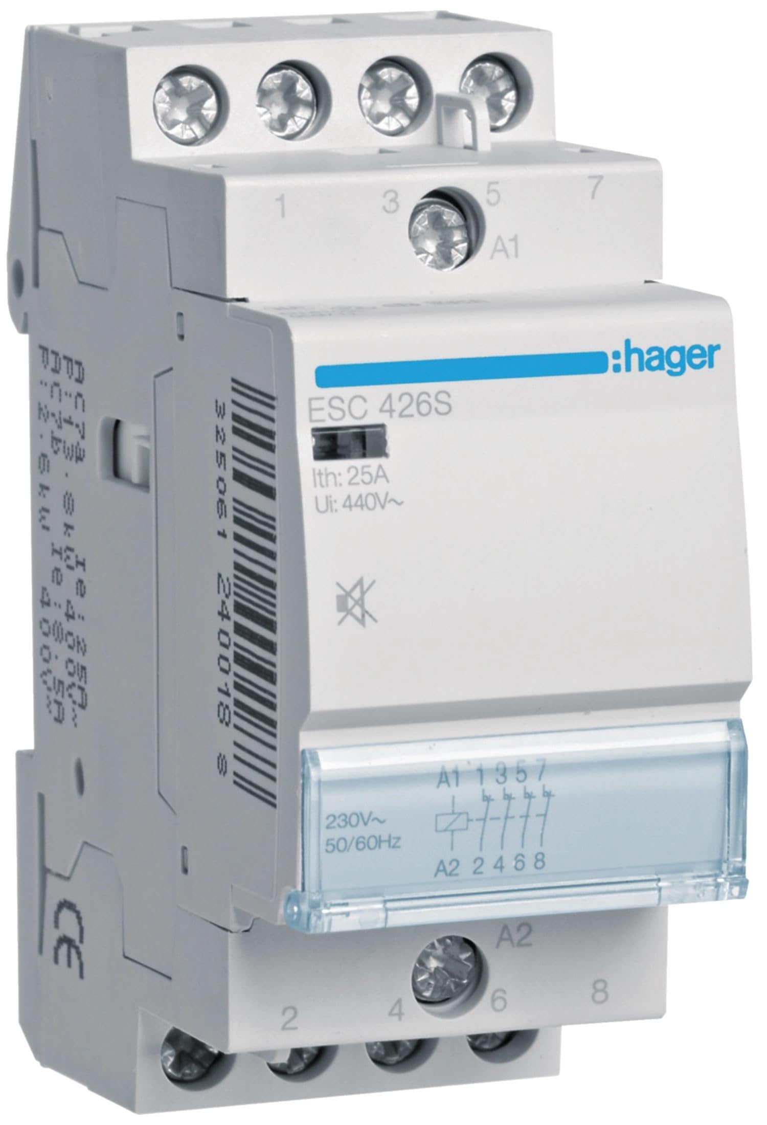 Hager ESC426S Contactor Quiet, 25 A, 4 NC, 230 V