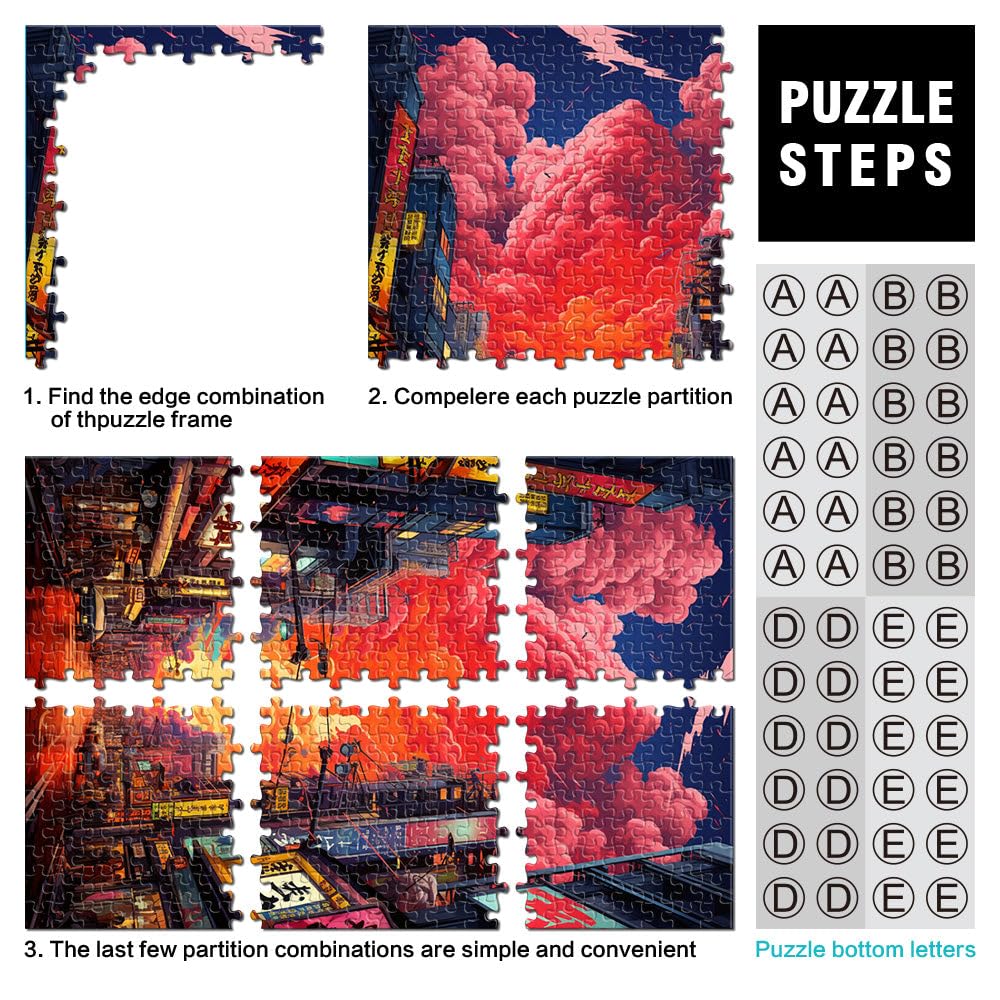 Puzzle Adulte 2000 pièces néon Tokyo City Puzzle découpé avec précision Jeu de Puzzle Stimulant et Jeu Familial 27,56 po x 39,37 po pour Les 14 Ans