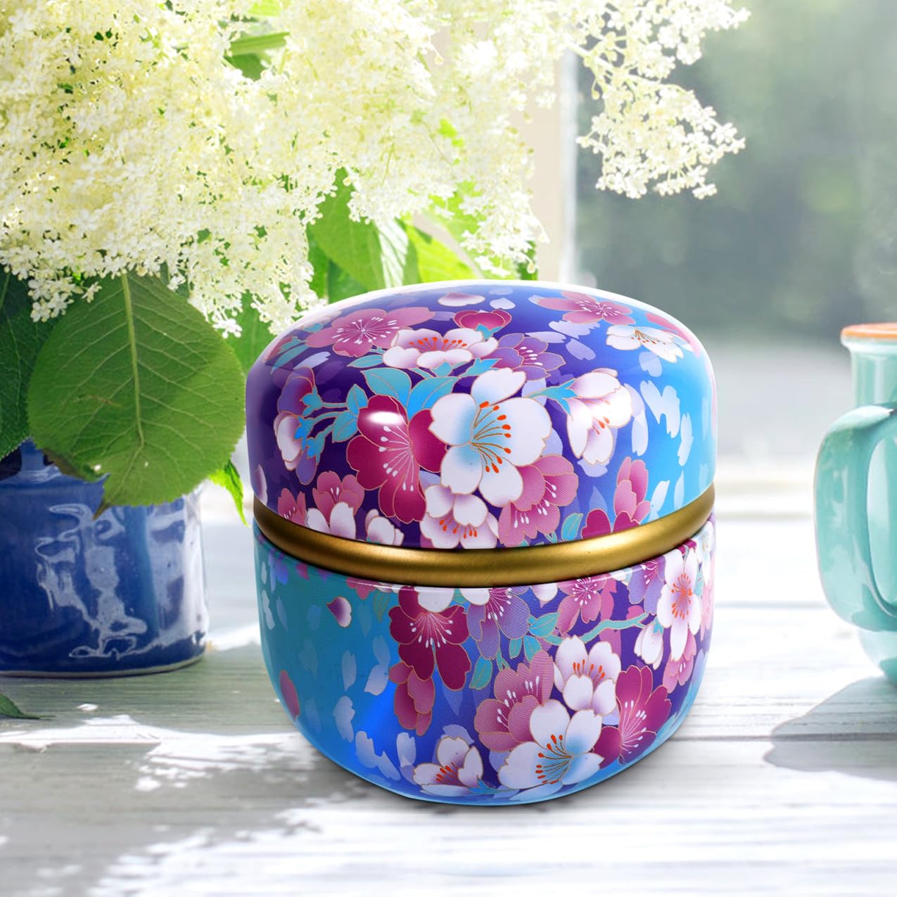 BESTYASH Contenitori in Latta in Stile Retrò Set 4 Pezzi con Coperchio Barattoli Decorativi Multiuso e Resistenti per Tè e Dolci per Decorazione Festiva