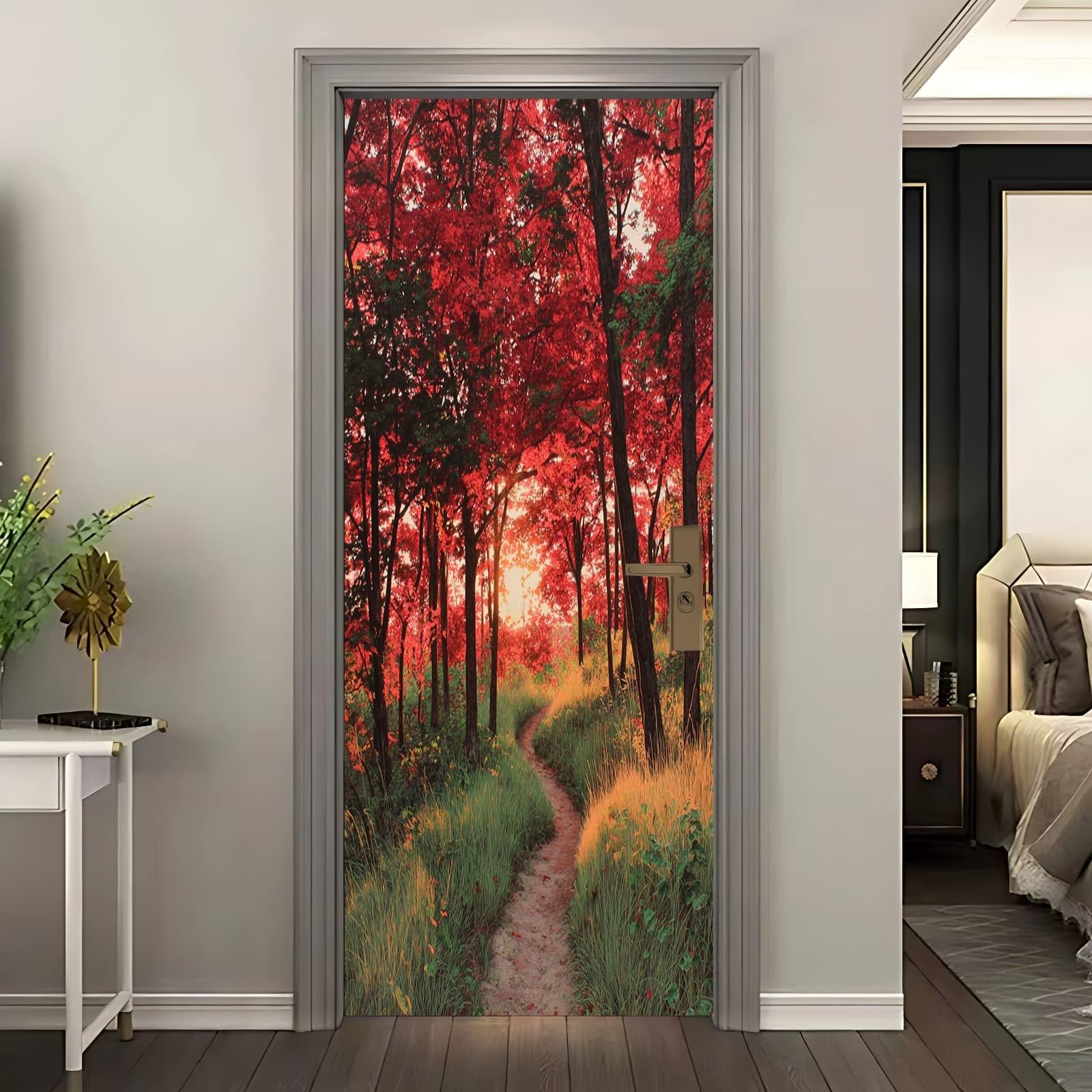 Autocollant décoratif 3D jungle 95x205 pour rénover une porte usée