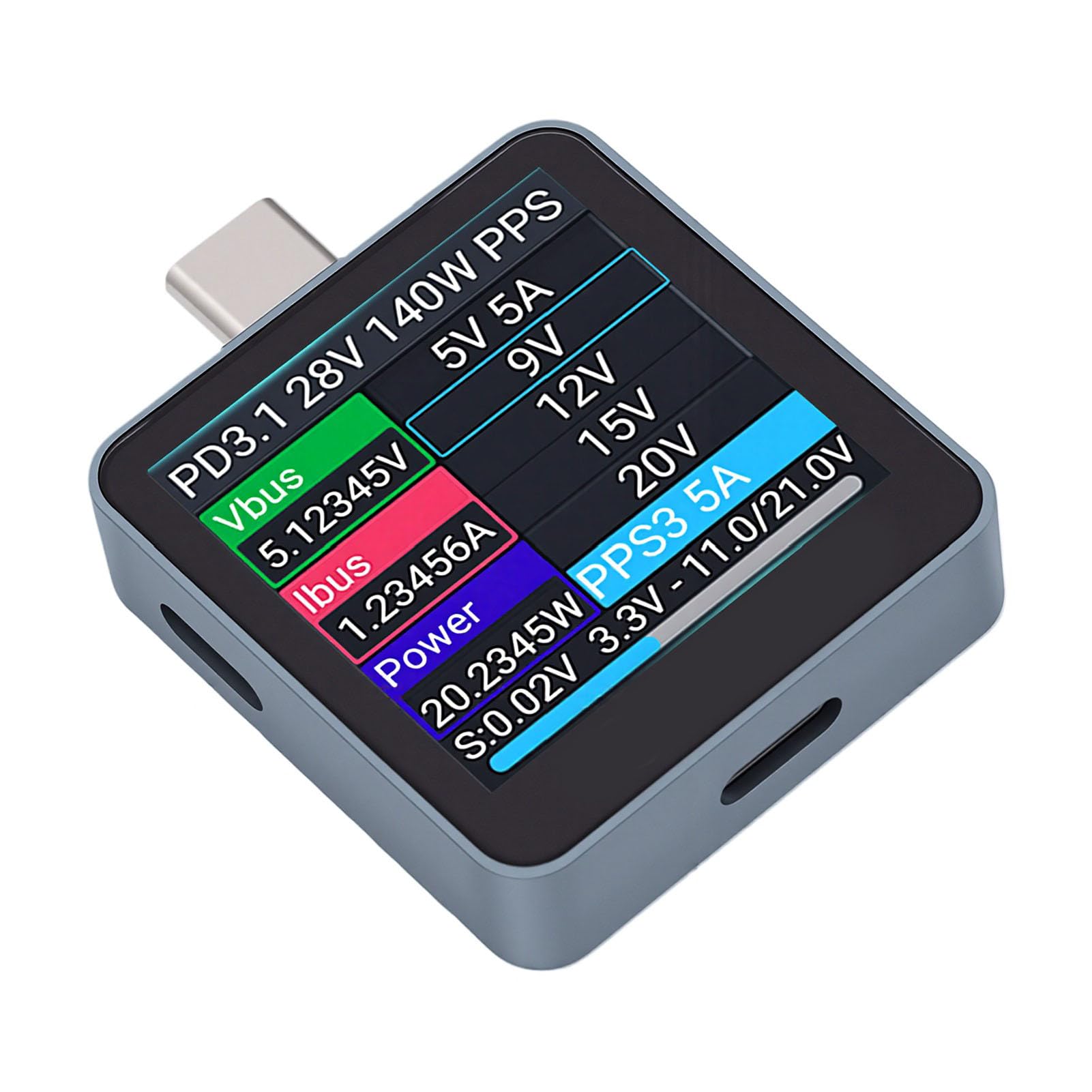 Probador USB C 0-36V 0-7A con Pantalla IPS a Color de 1,54 Pulgadas