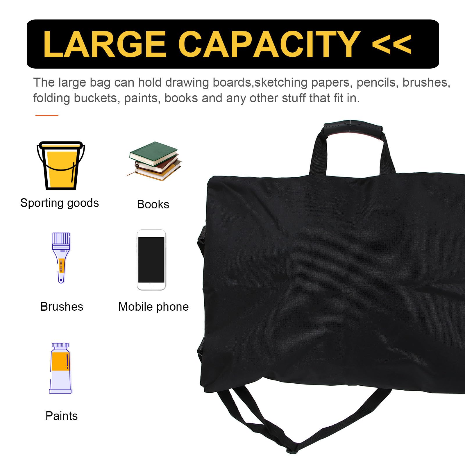 Borsa da Disegno in Tela Manico Tote e Cerniera Leggera per Trasporto e Conservazione Tavole da Disegno Formato 8k